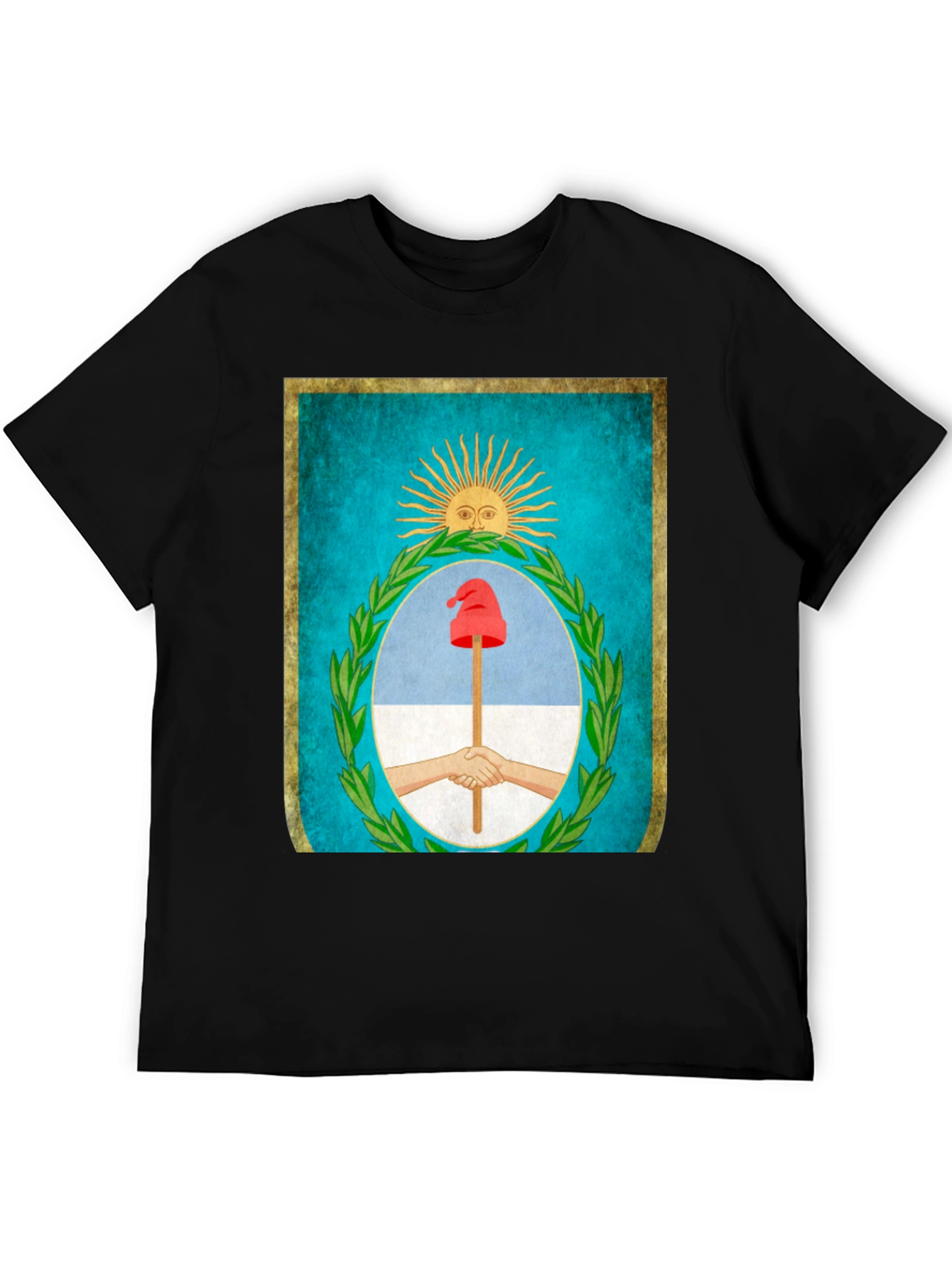 Argentina Flag T-Shirt - Sun Hands Liberty Cap Design