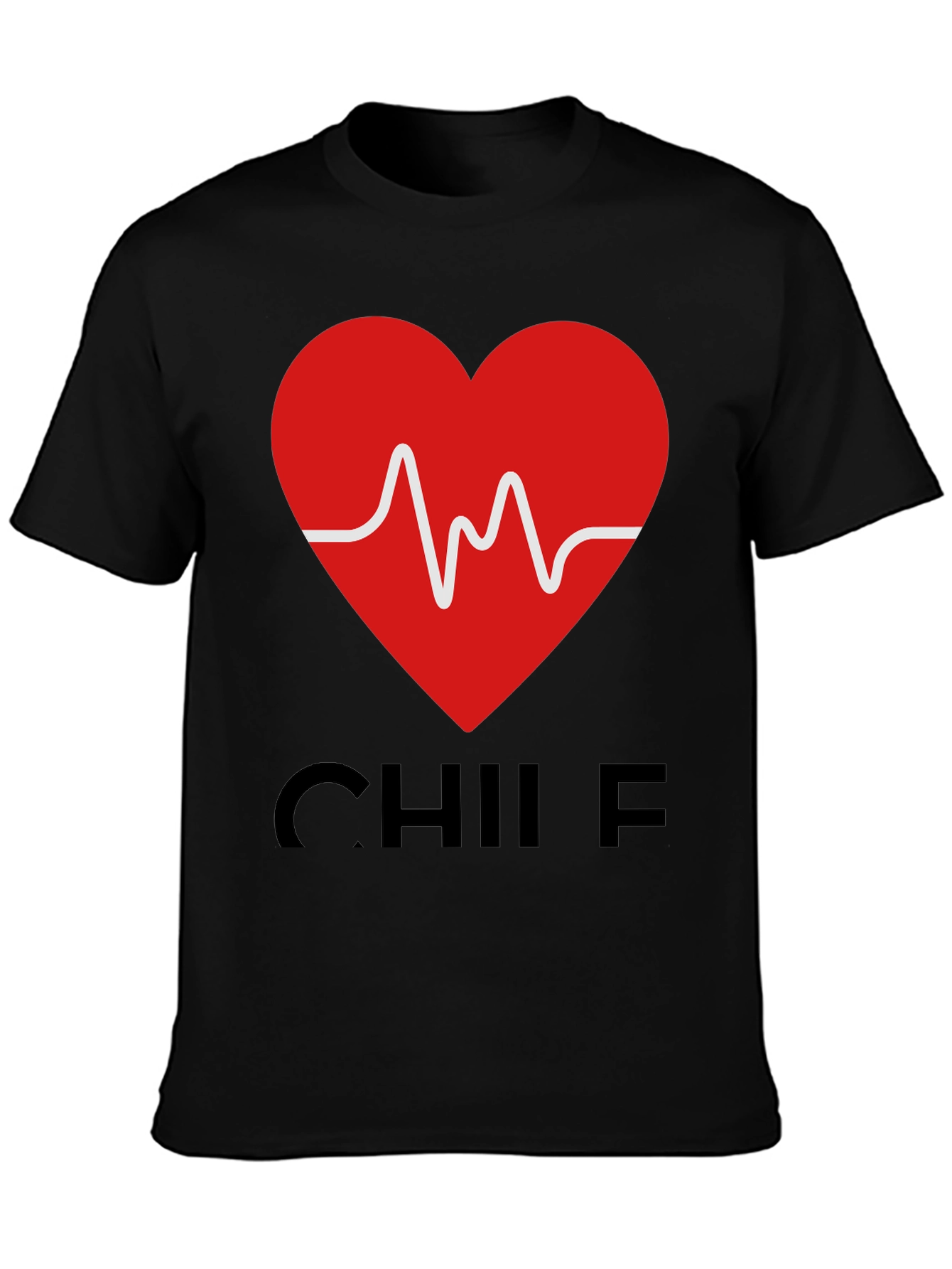 Heartbeat Chile T-Shirt - Black Crew Neck Tee