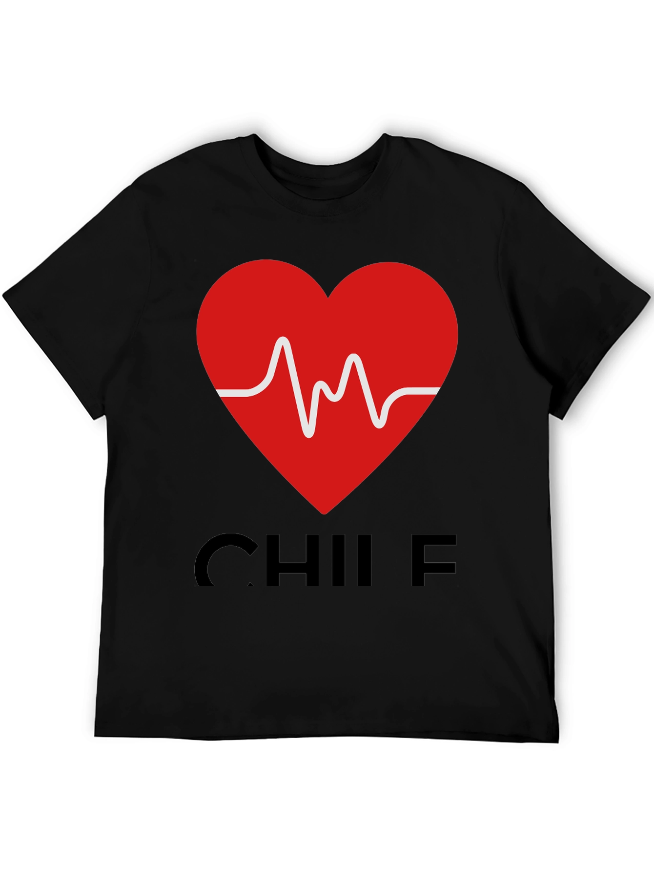 Heartbeat Chile T-Shirt - Black Crew Neck Tee