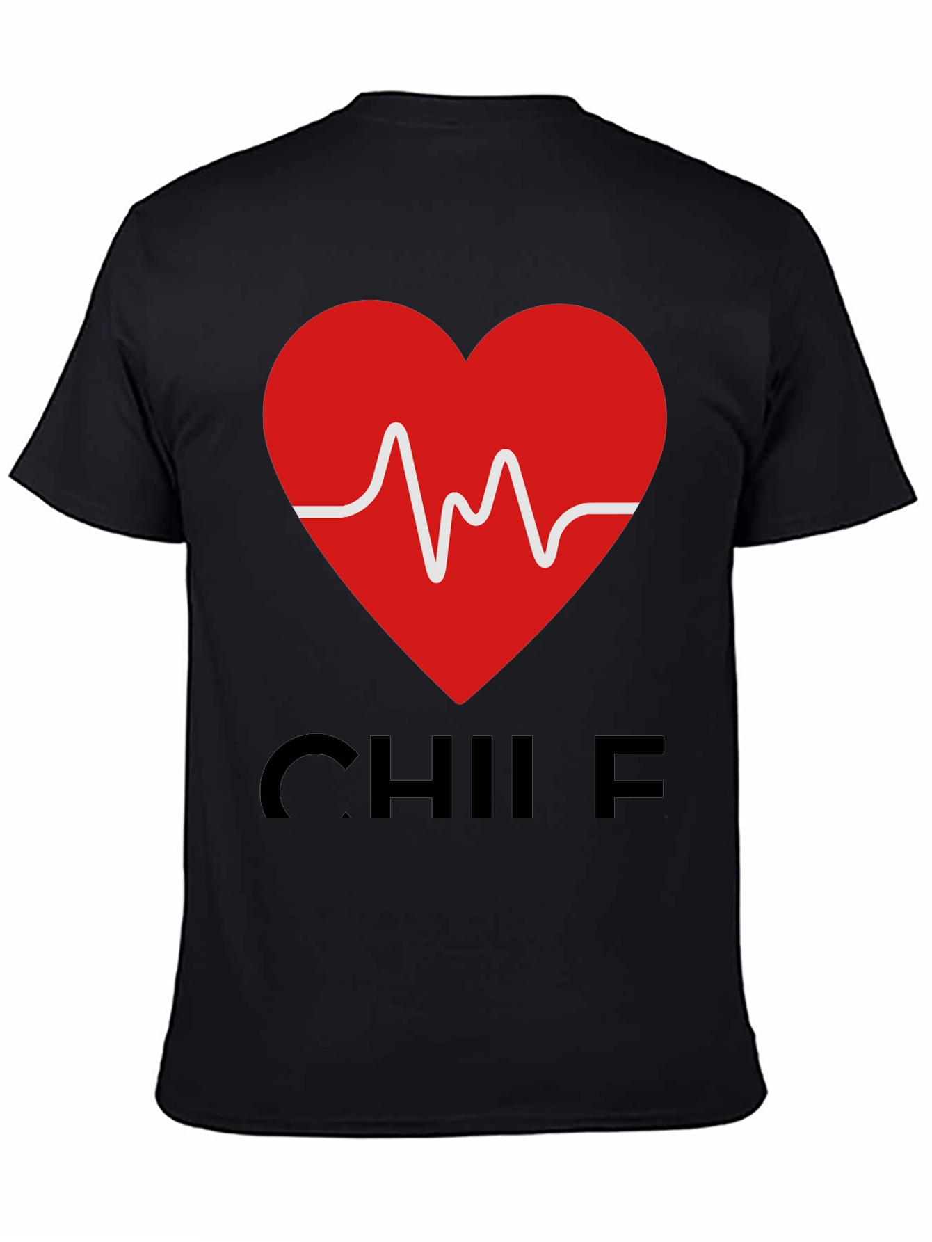 Heartbeat Chile T-Shirt - Black Crew Neck Tee
