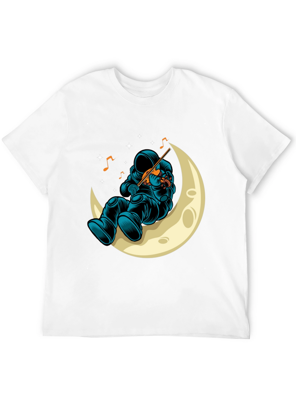 Astronaut Moon Musician Black T-Shirt