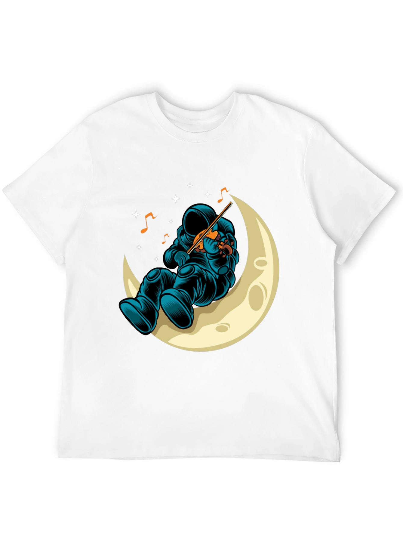 Astronaut Moon Musician Black T-Shirt