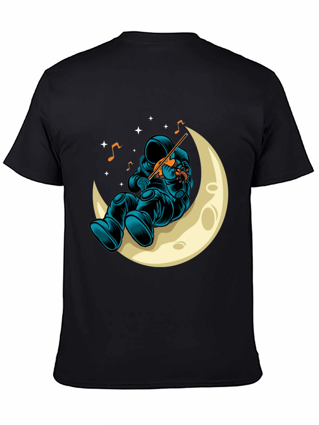 Astronaut Moon Musician Black T-Shirt