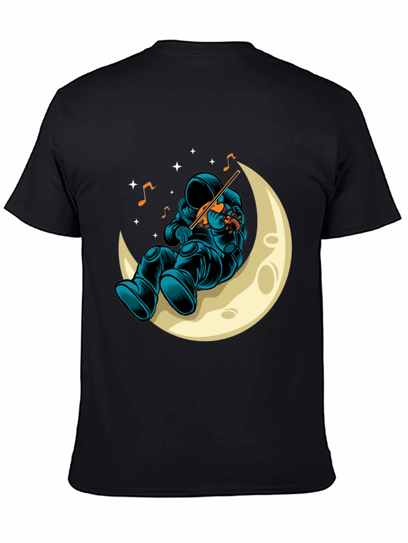 Astronaut Moon Musician Black T-Shirt