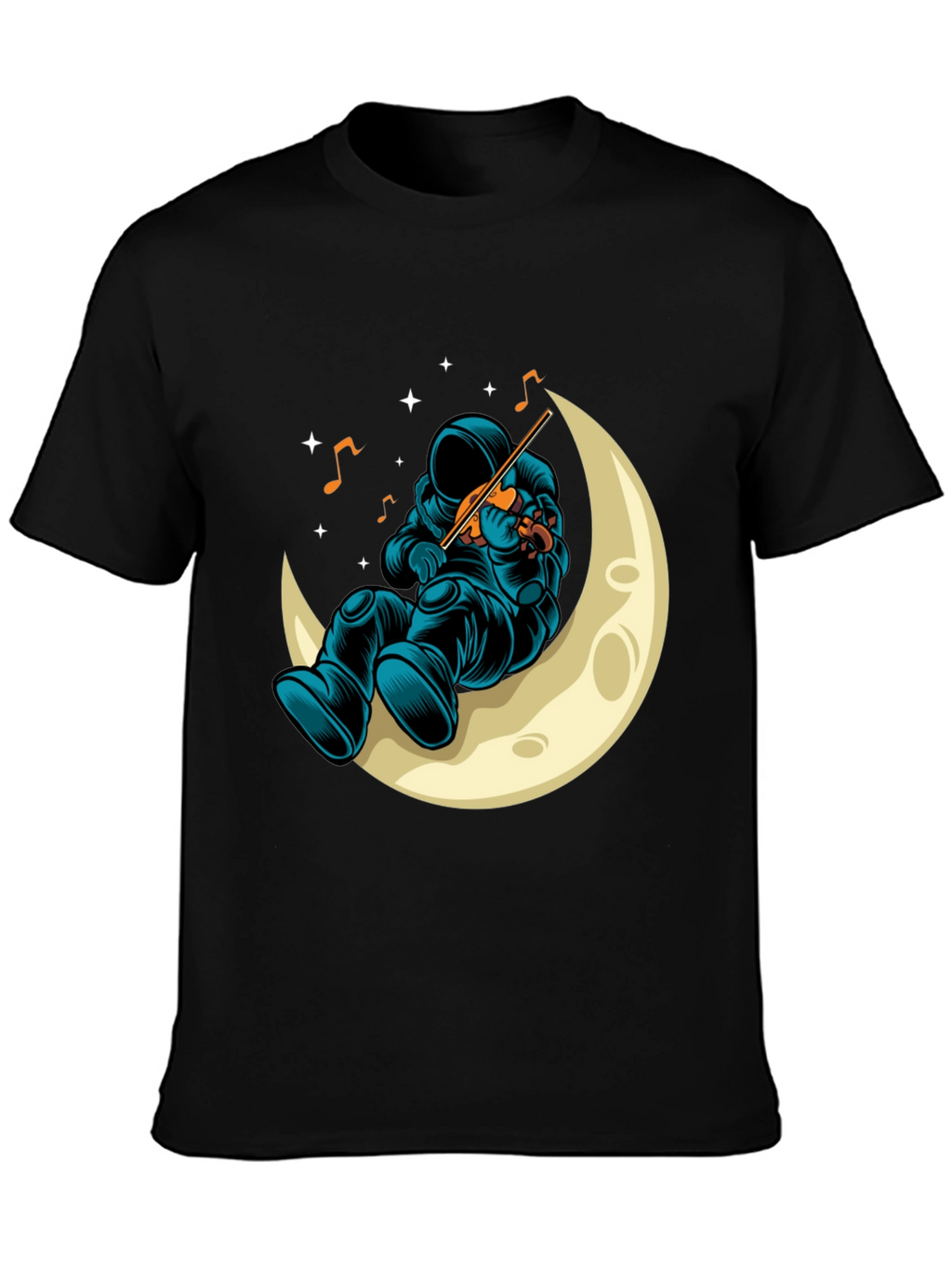 Astronaut Moon Musician Black T-Shirt