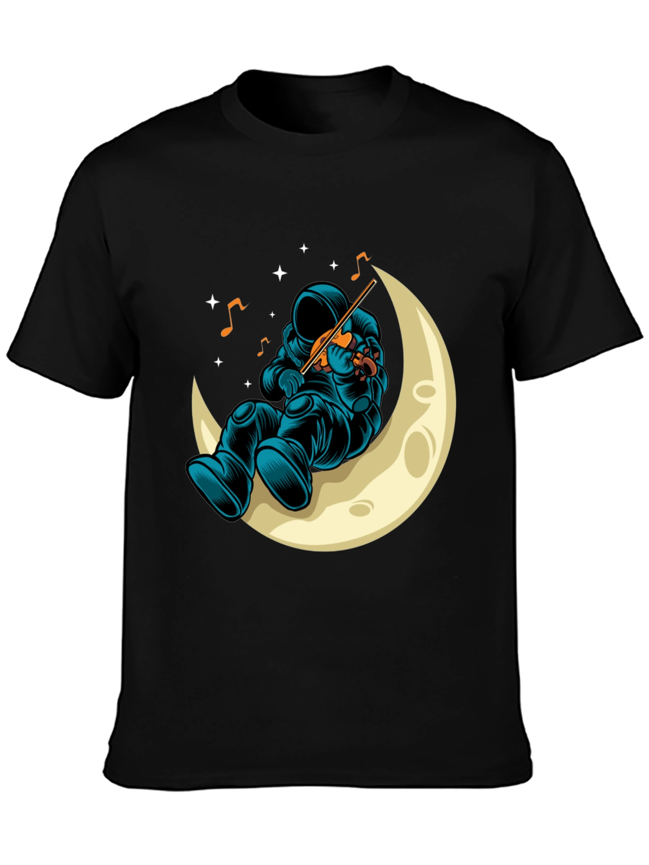Astronaut Moon Musician Black T-Shirt