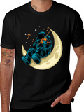 Astronaut Moon Musician Black T-Shirt