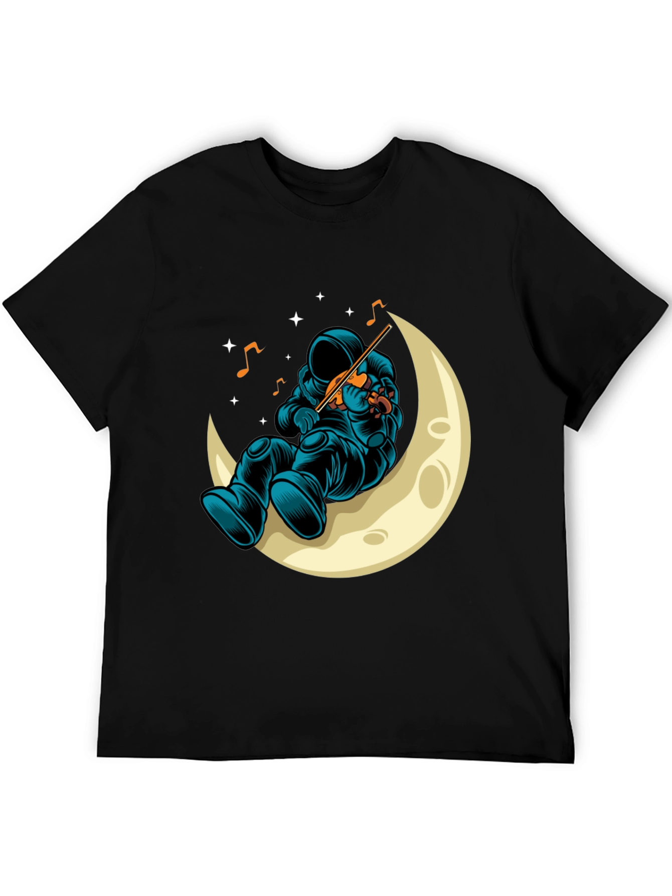 Astronaut Moon Musician Black T-Shirt