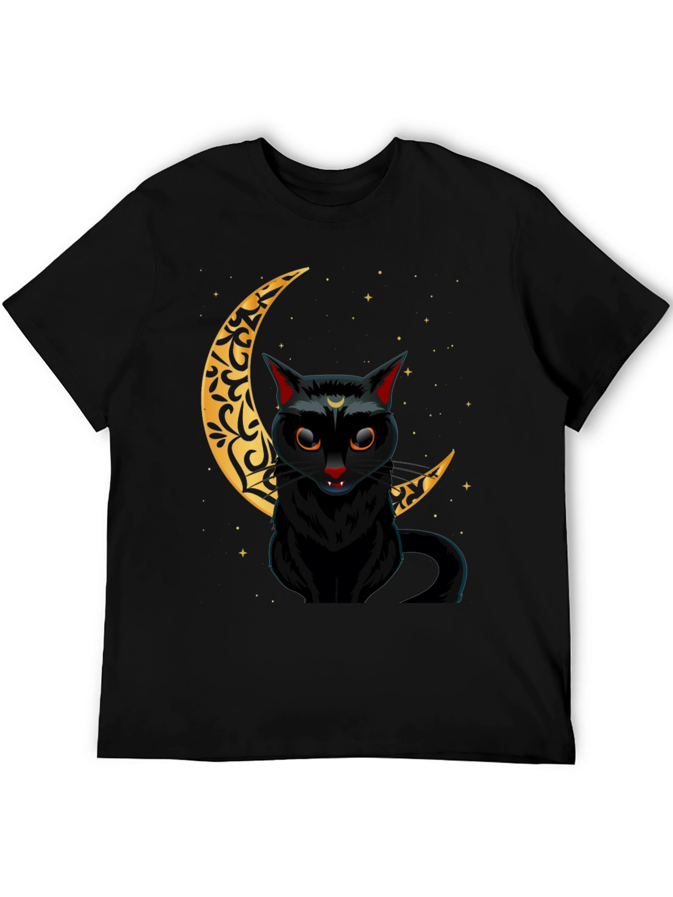 Black Cat Crescent Moon Graphic Tee