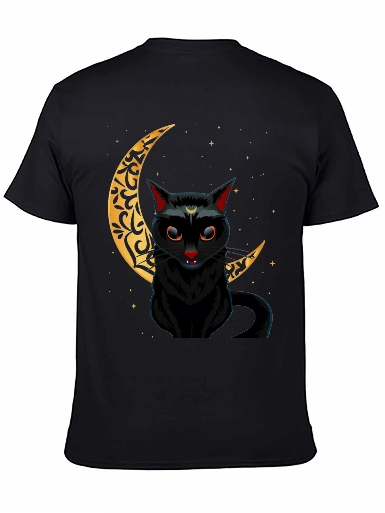 Black Cat Crescent Moon Graphic Tee