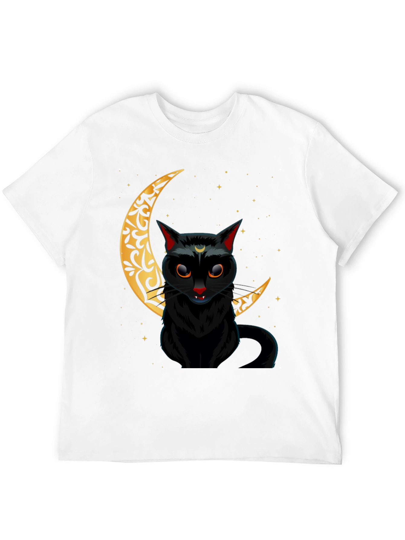 Black Cat Crescent Moon Graphic Tee