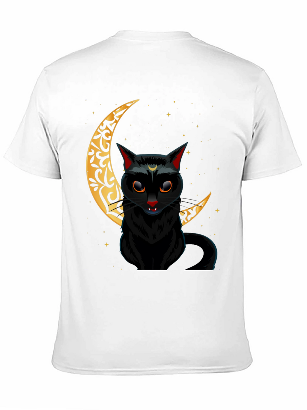 Black Cat Crescent Moon Graphic Tee