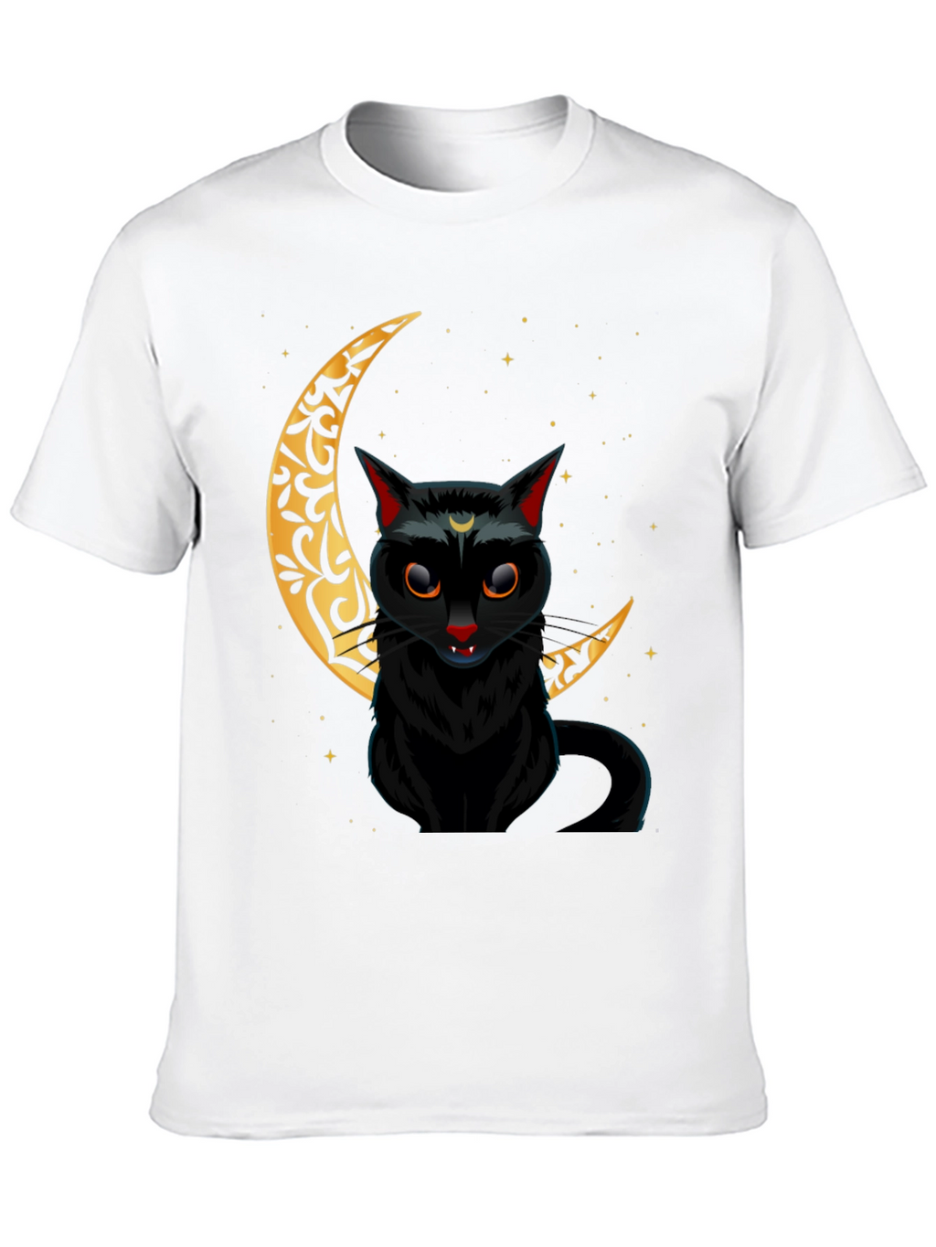 Black Cat Crescent Moon Graphic Tee