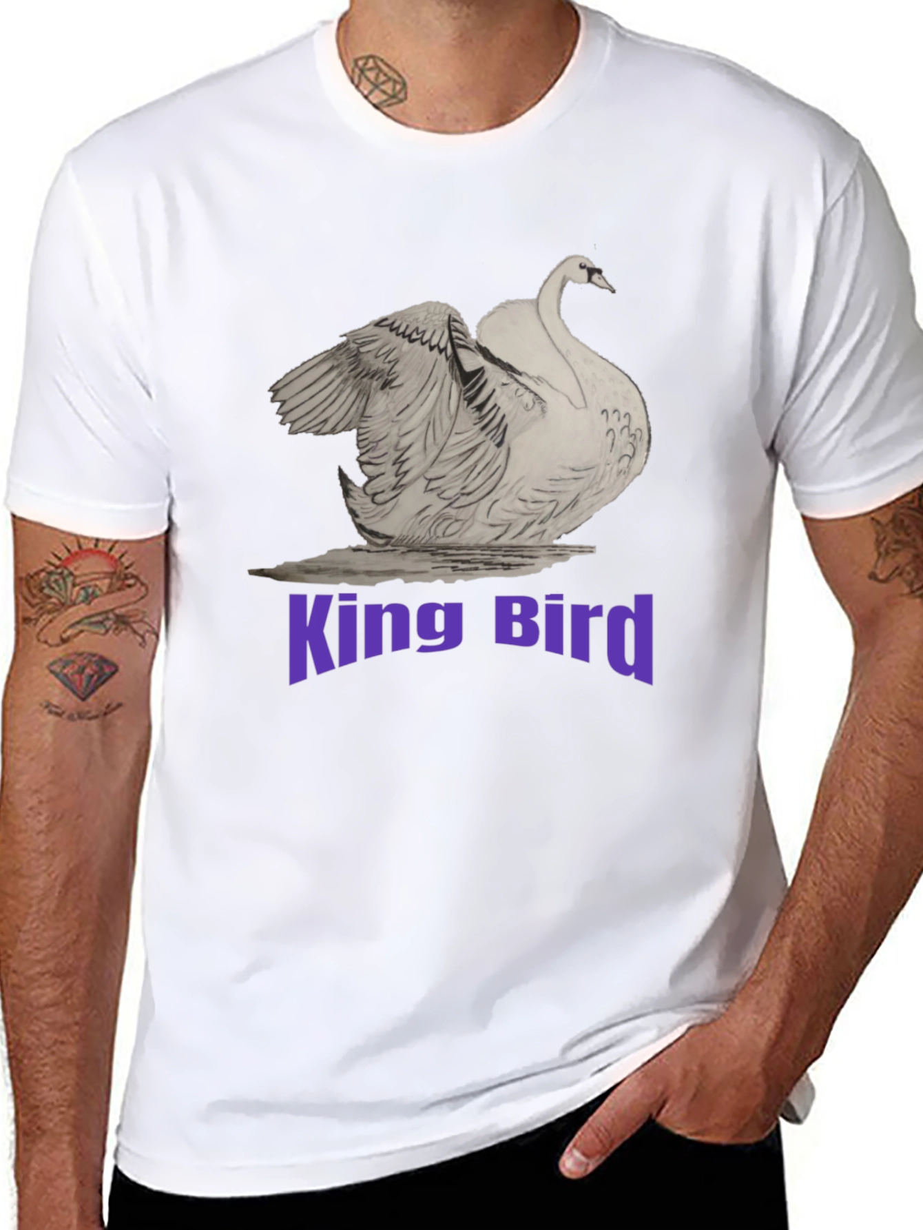 King Bird Swan Graphic Tee - Mens Black T-Shirt