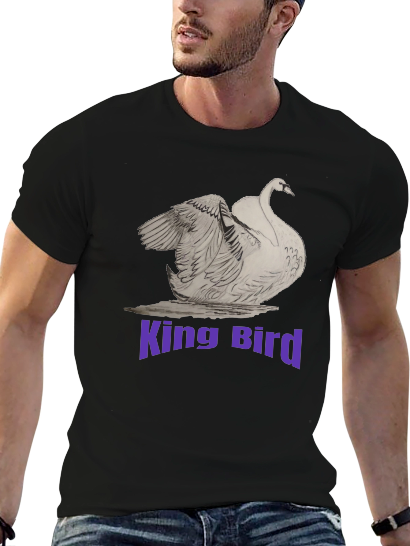 King Bird Swan Graphic Tee - Mens Black T-Shirt