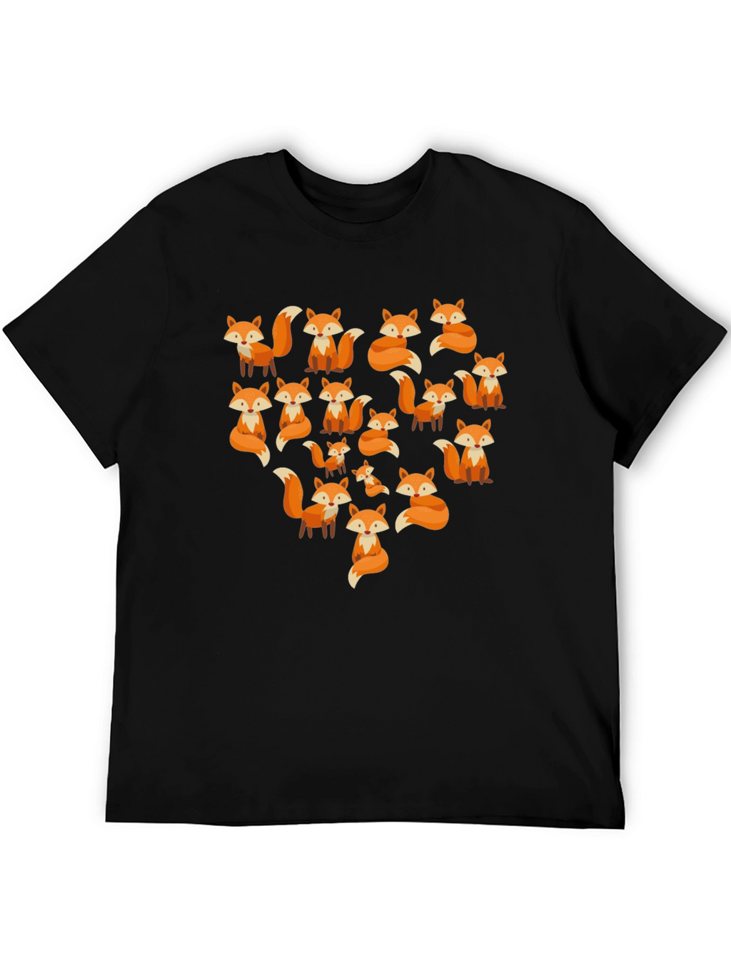 Fox Pattern Crew Neck T-Shirt