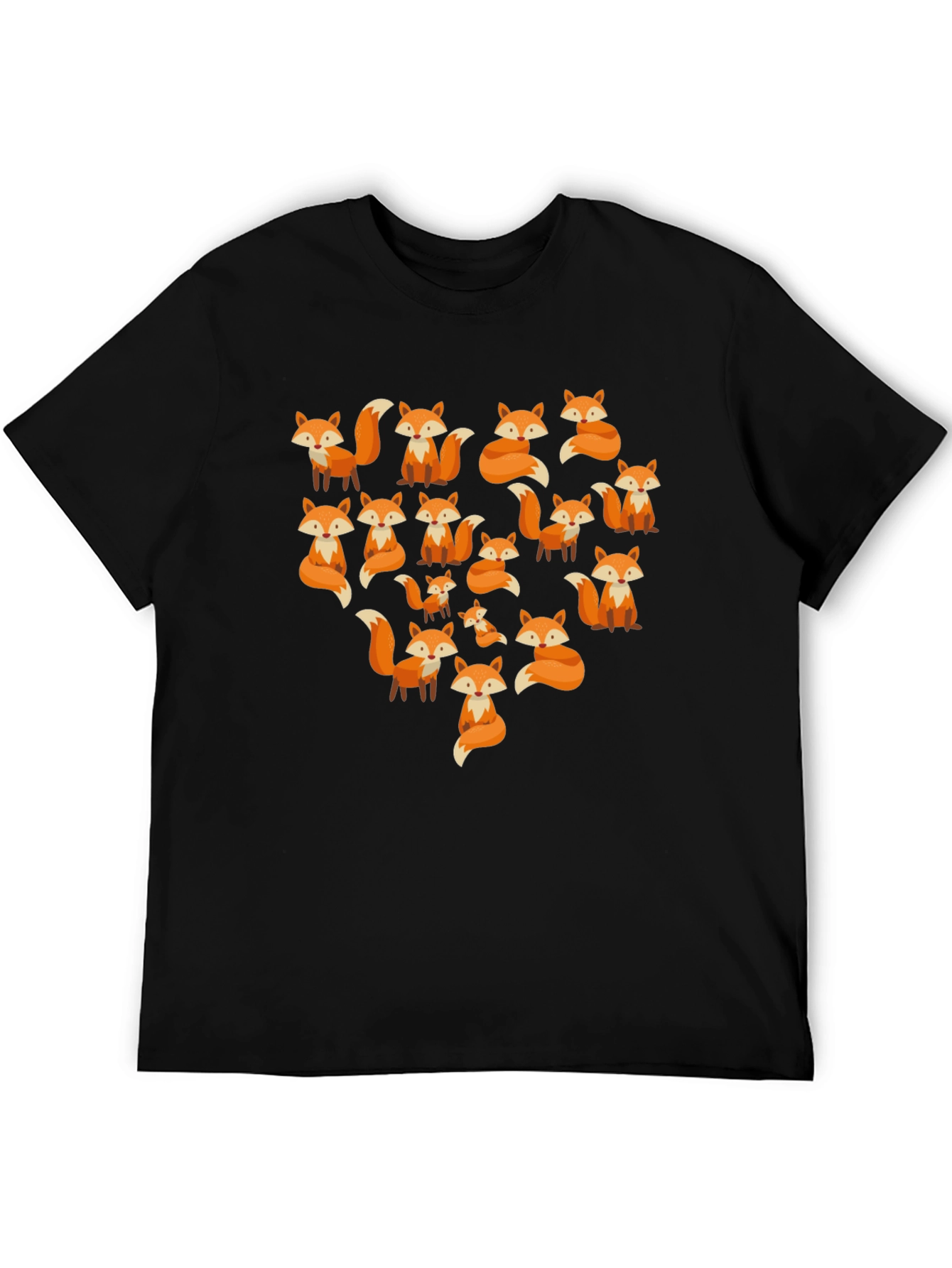 Fox Pattern Crew Neck T-Shirt