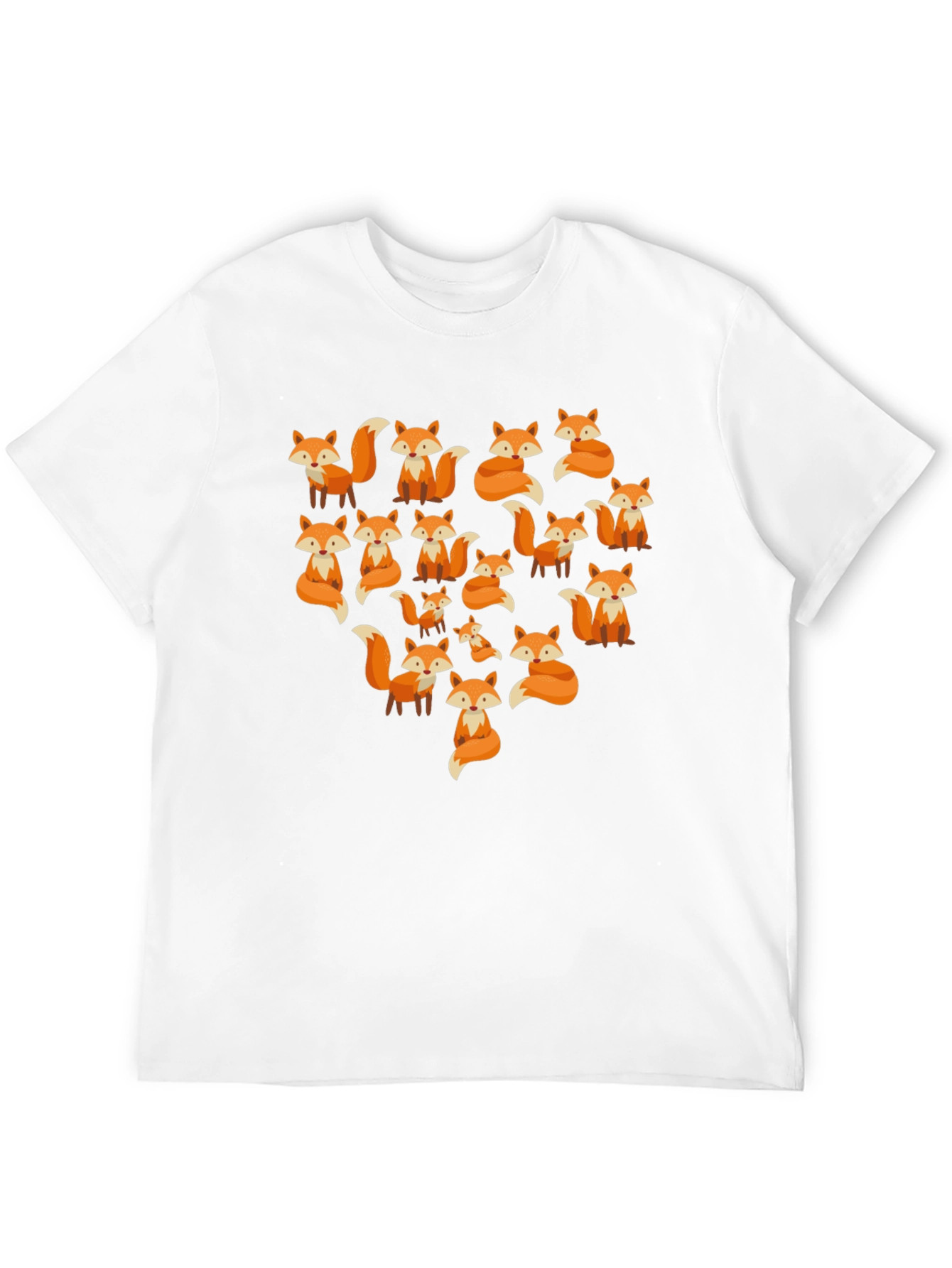 Fox Pattern Crew Neck T-Shirt