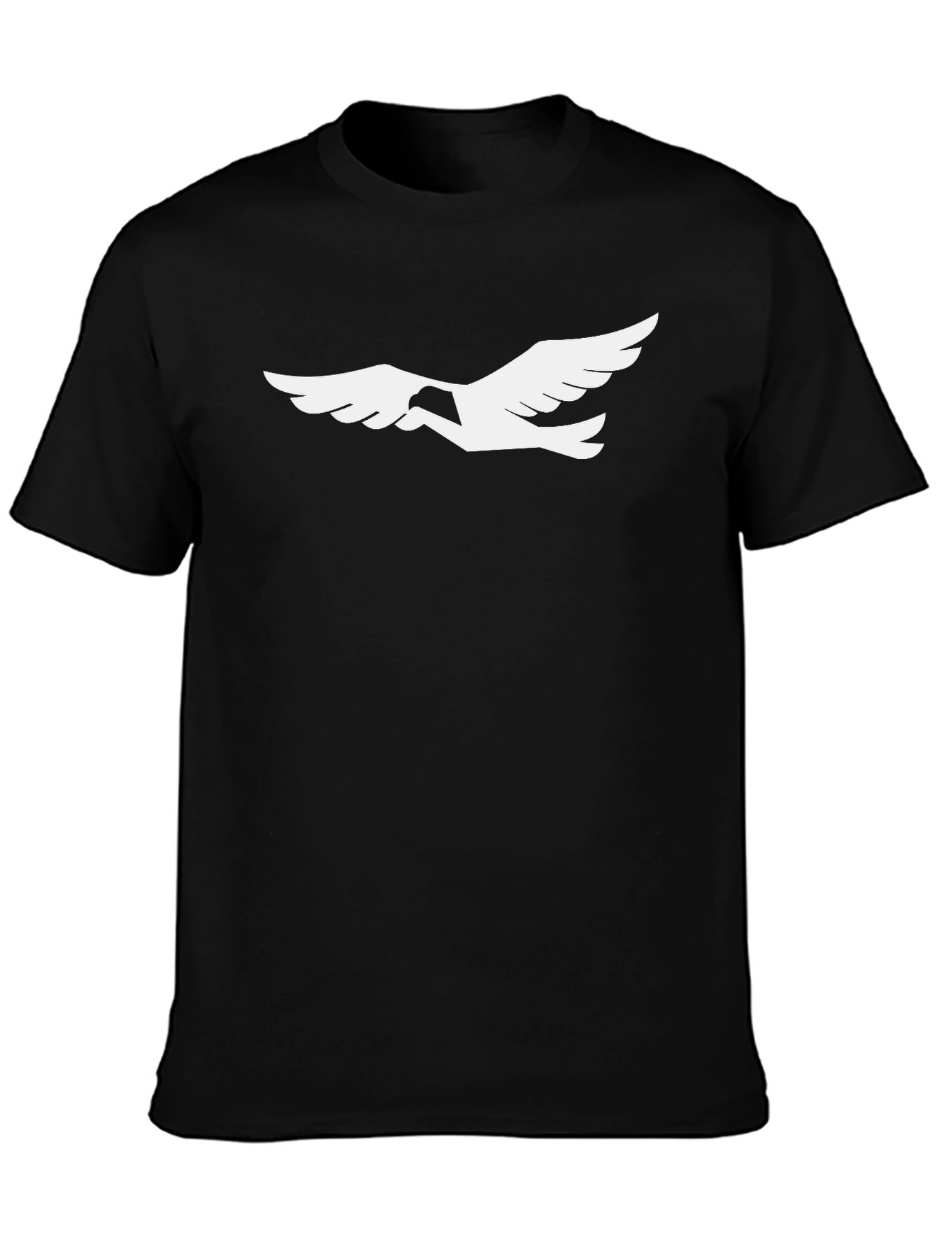 Black T-Shirt with White Bird Graphic