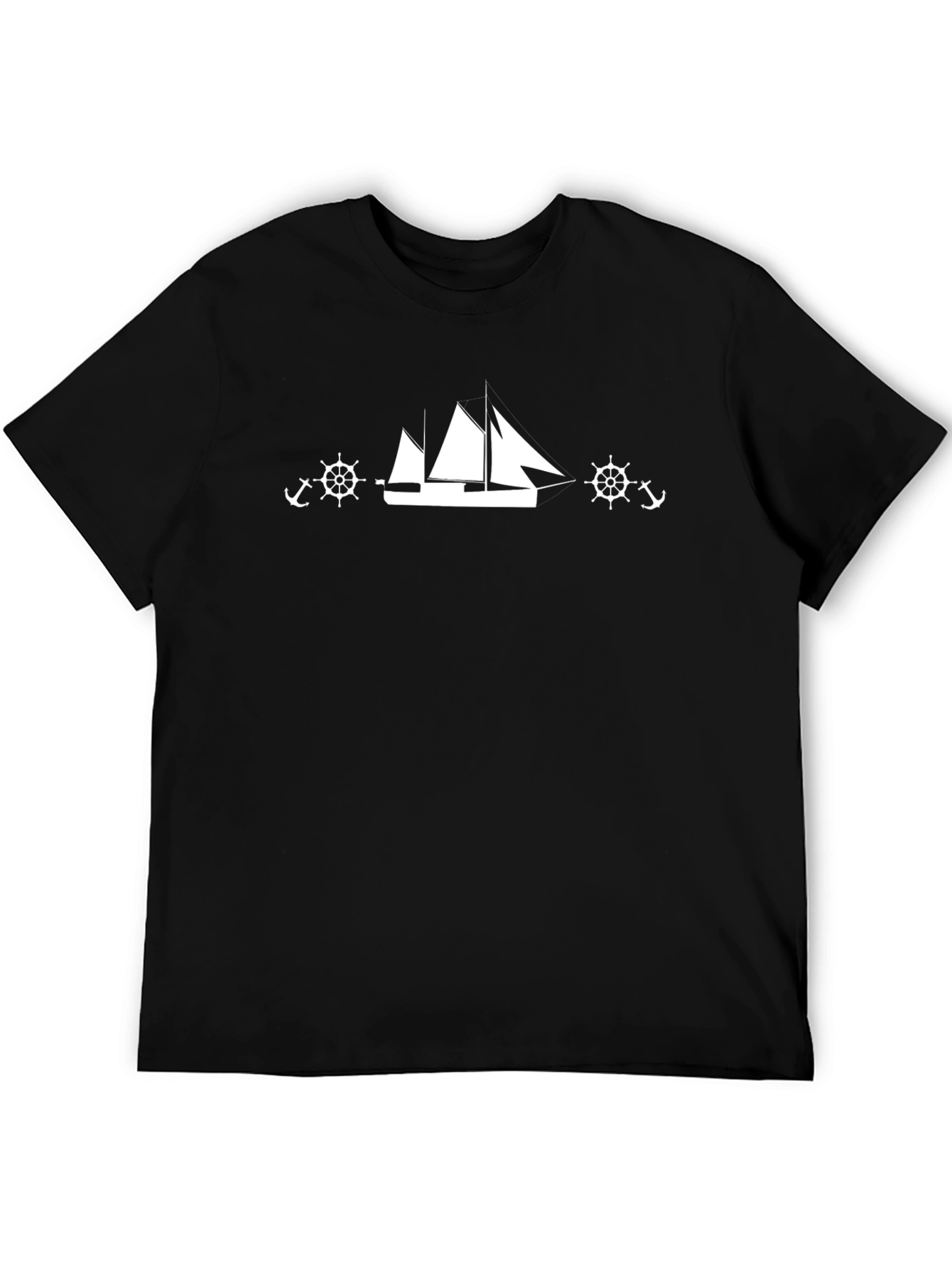 Nautical Sailboat Graphic Black T-Shirt