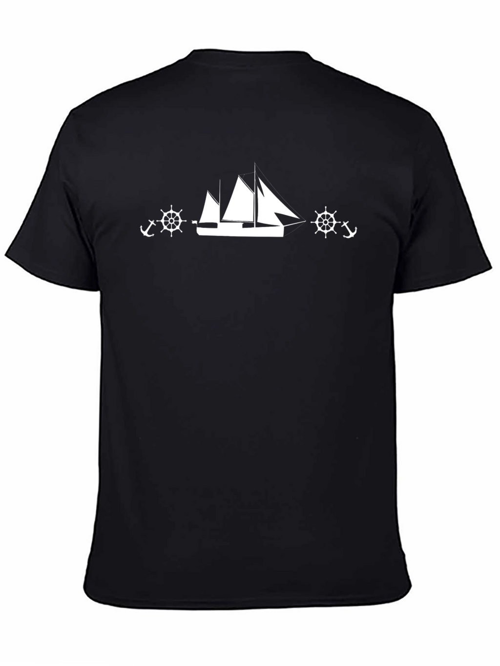 Nautical Sailboat Graphic Black T-Shirt