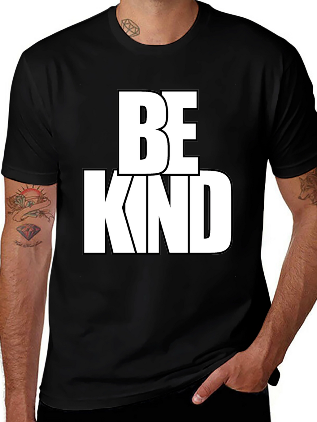 Be Kind Graphic Tee - Black Cotton Blend