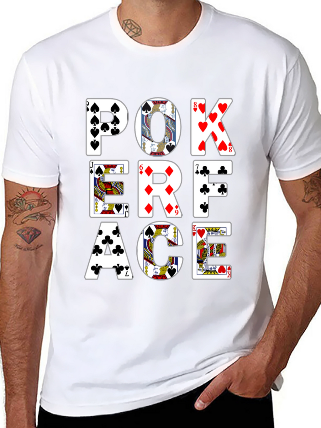 Poker Face Graphic Tee - Black Cotton T-Shirt