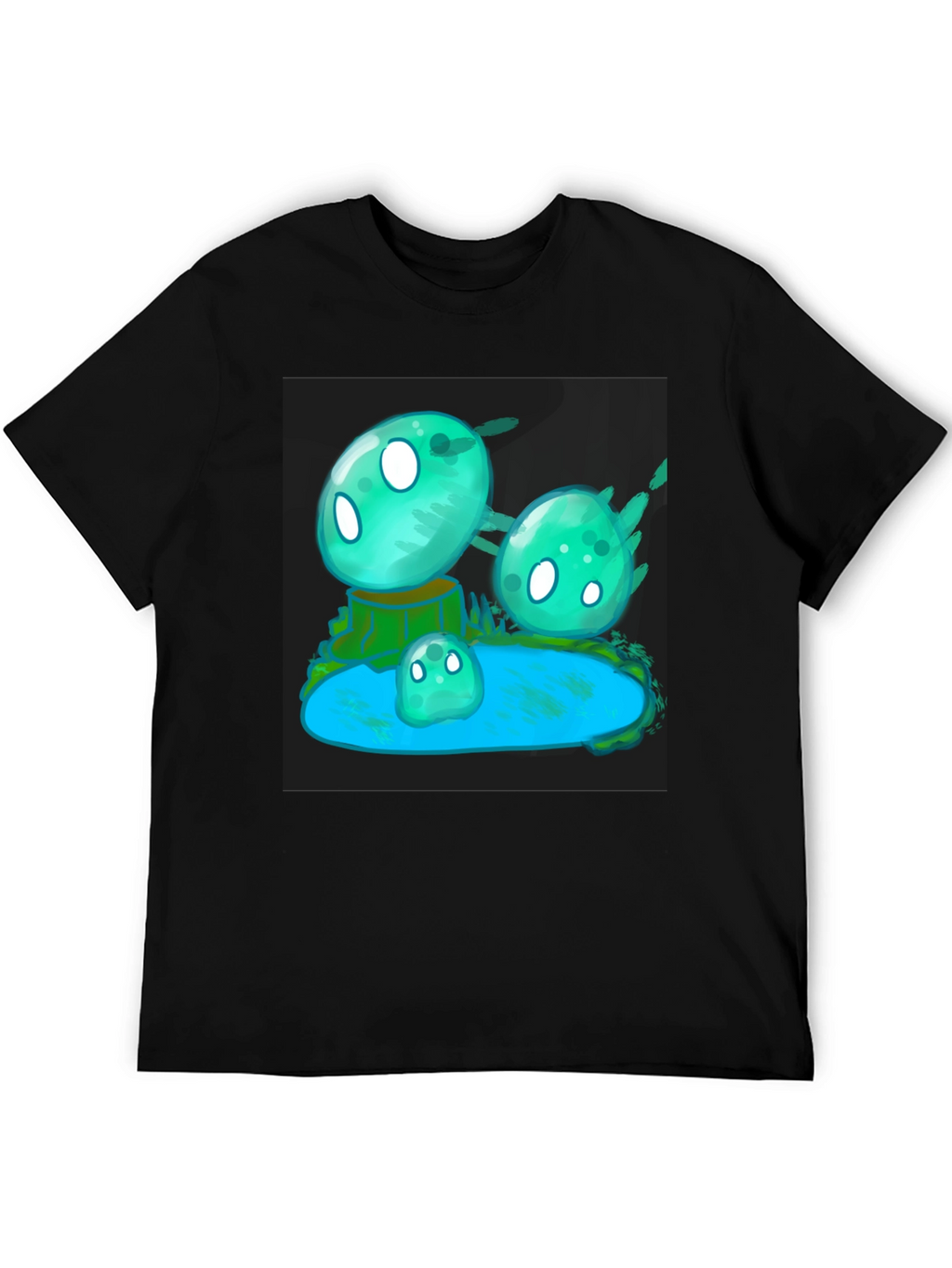 Aqua Slime T-Shirt - Gaming Cartoon Design