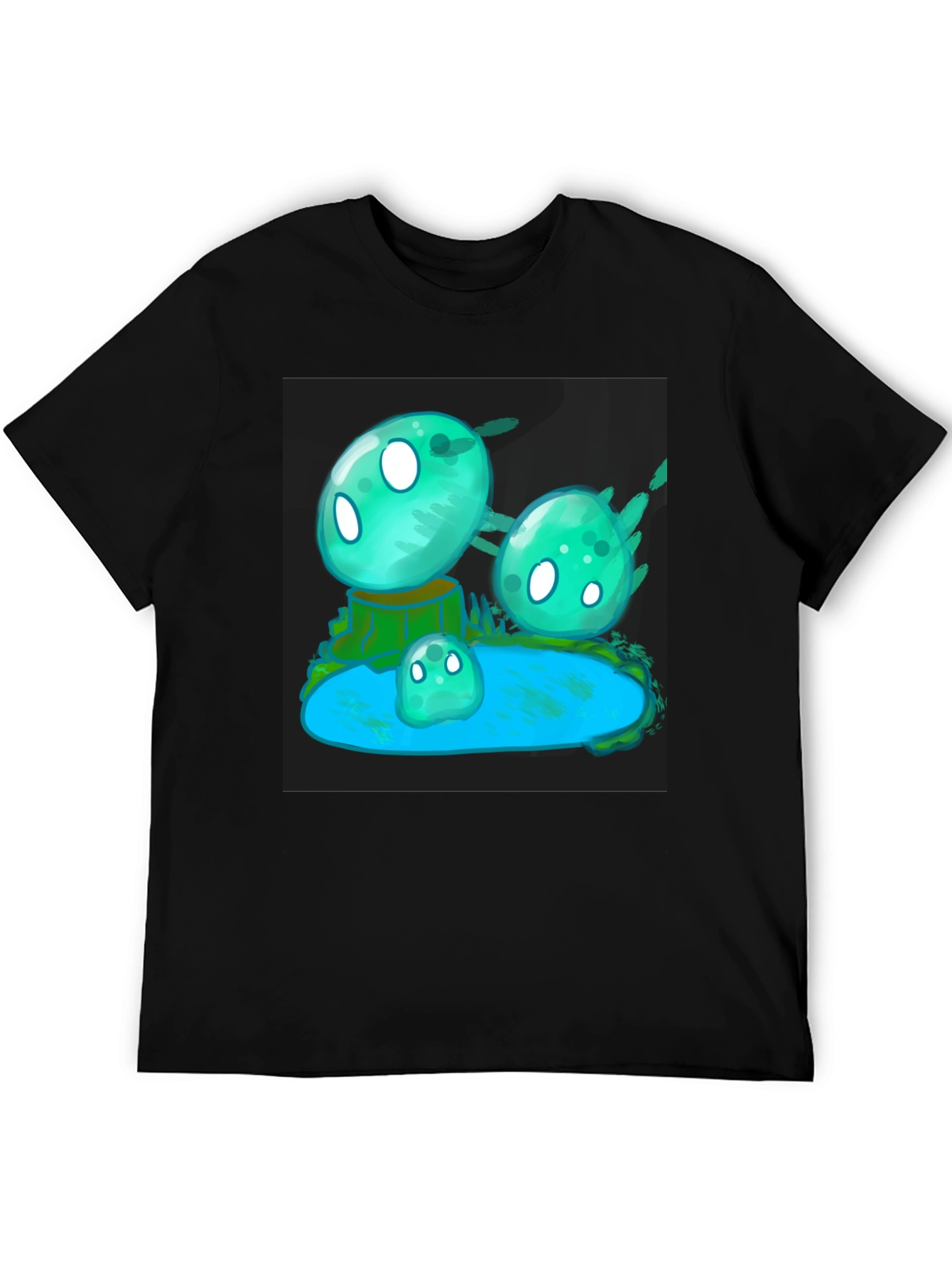 Aqua Slime T-Shirt - Gaming Cartoon Design