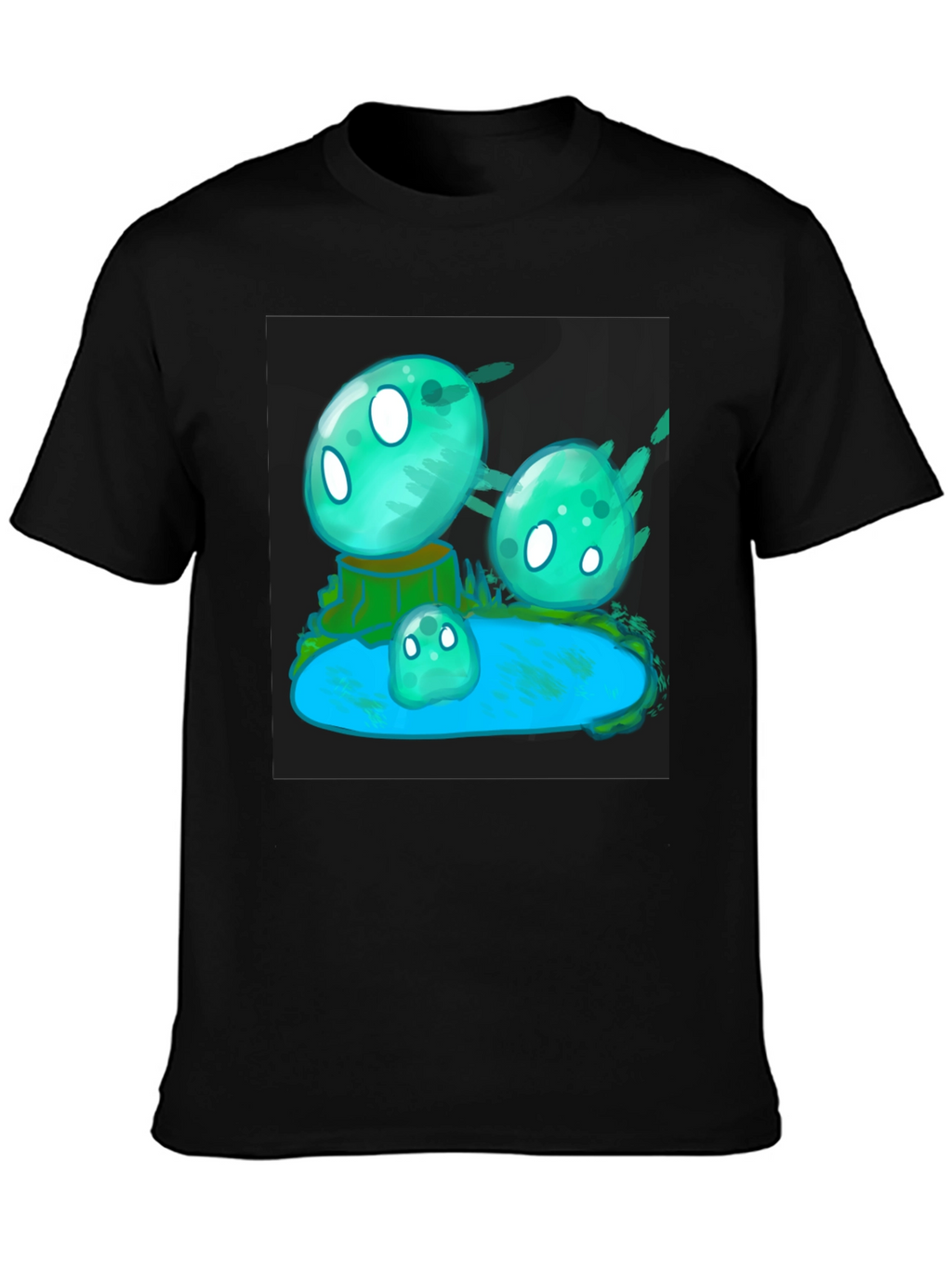Aqua Slime T-Shirt - Gaming Cartoon Design