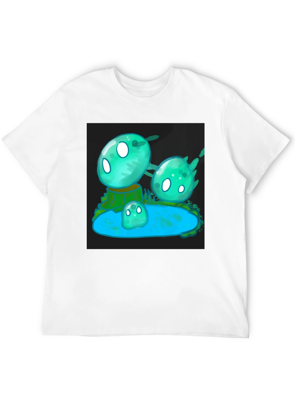 Aqua Slime T-Shirt - Gaming Cartoon Design