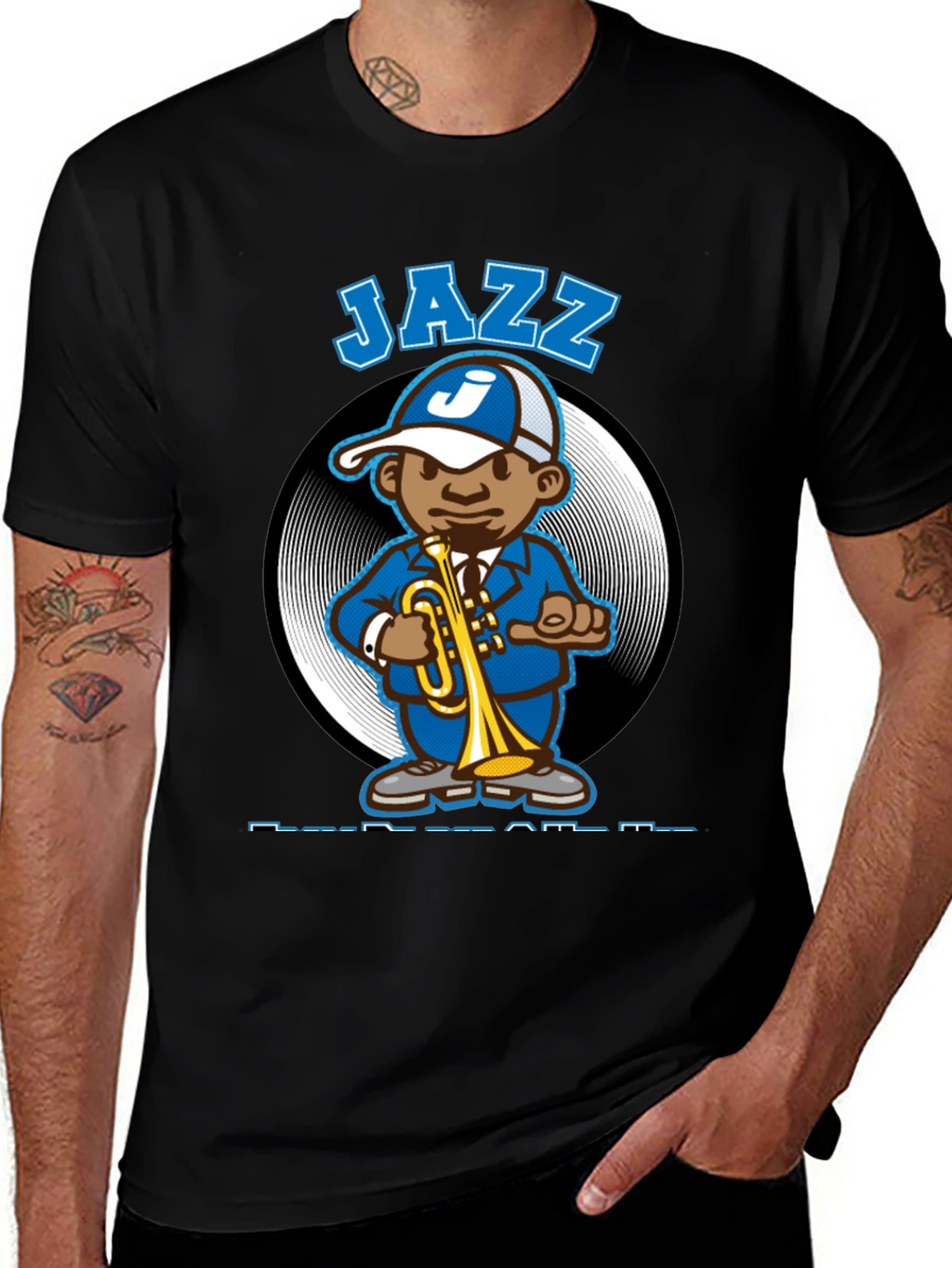 Jazz Cartoon Character Black T-Shirt