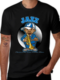 Jazz Cartoon Character Black T-Shirt