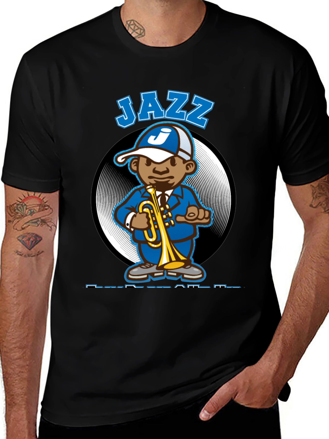 Jazz Cartoon Character Black T-Shirt