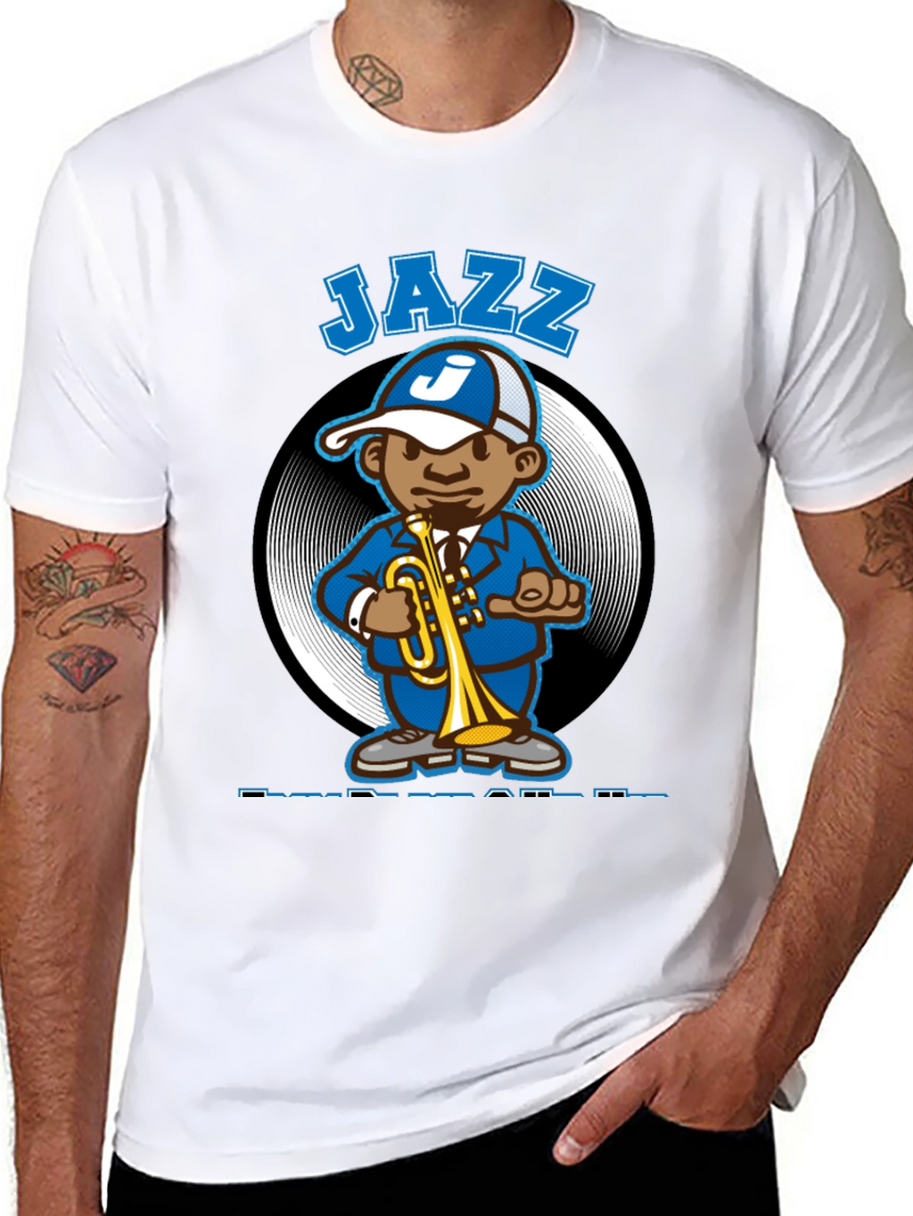 Jazz Cartoon Character Black T-Shirt