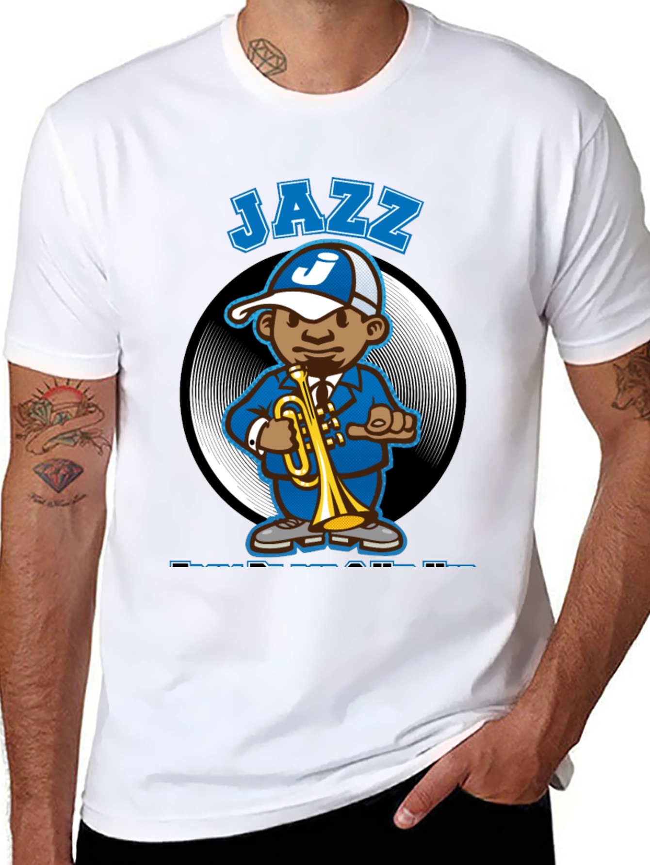 Jazz Cartoon Character Black T-Shirt