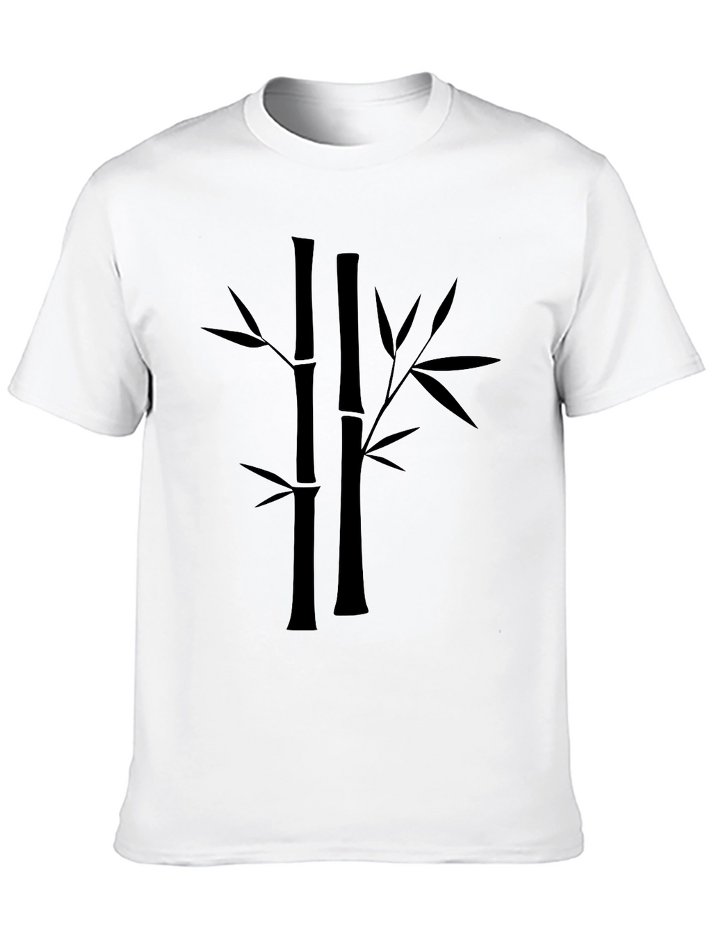 Bamboo Print Black T-Shirt - Casual Style