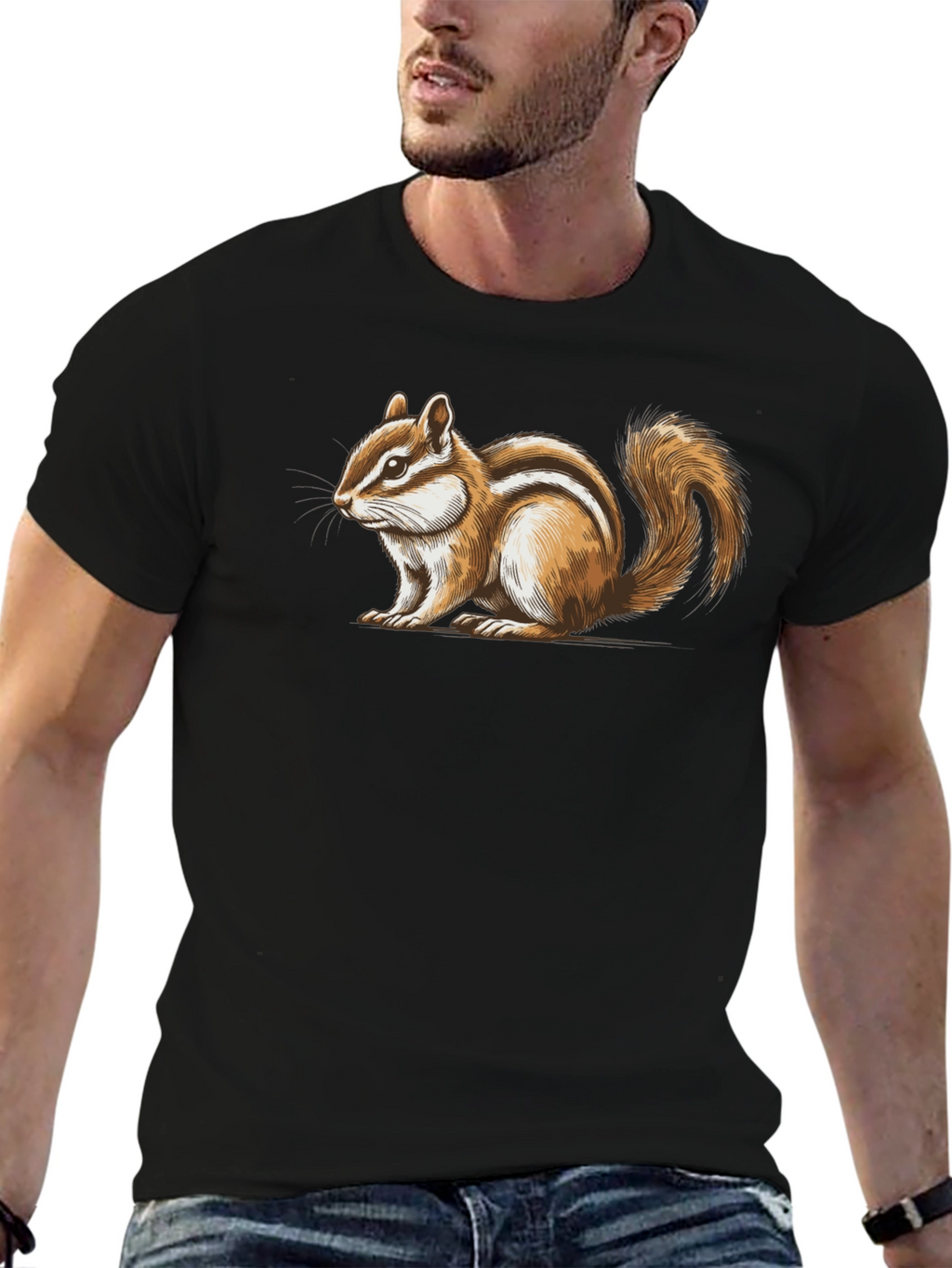 Chipmunk Graphic T-Shirt - Mens Black Tee