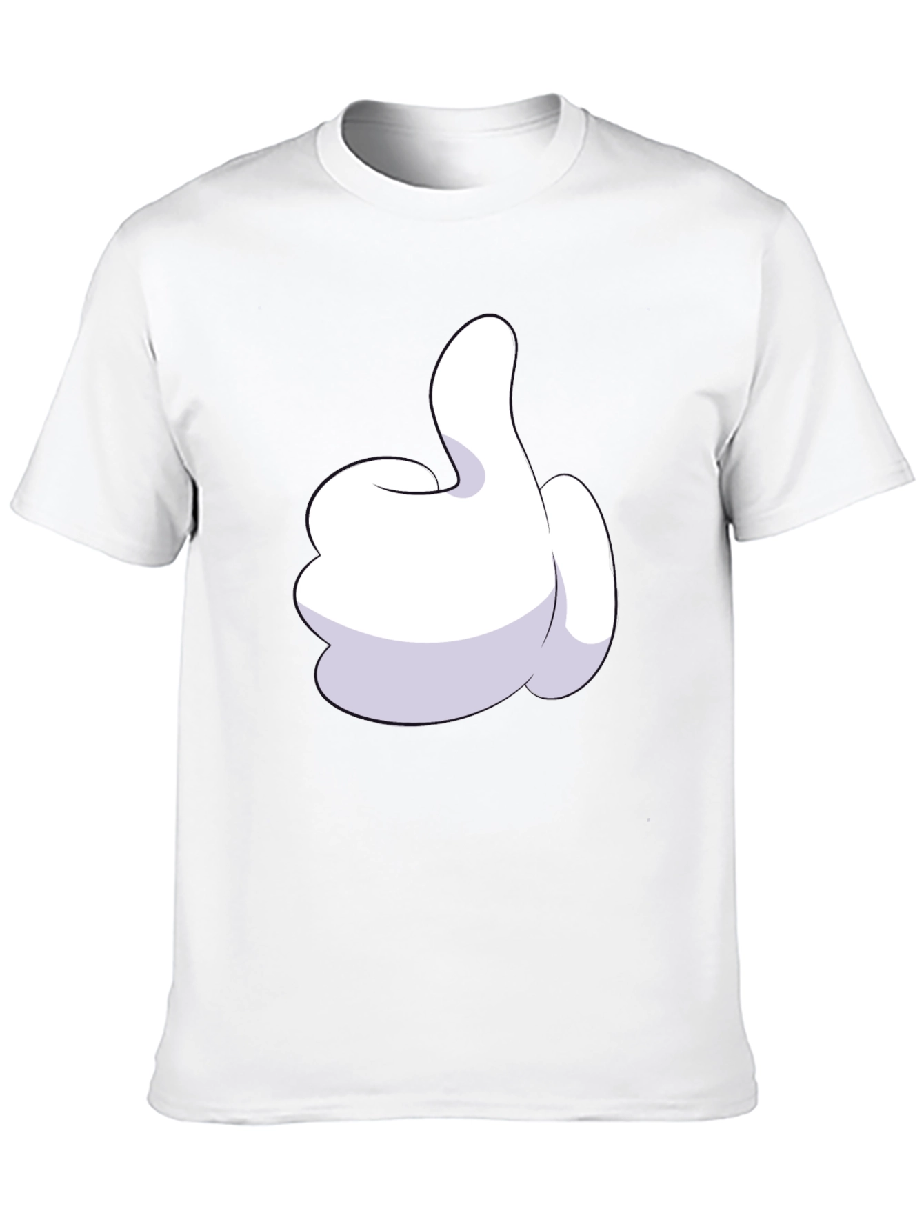 Cartoon Glove Thumbs Up Black T-Shirt