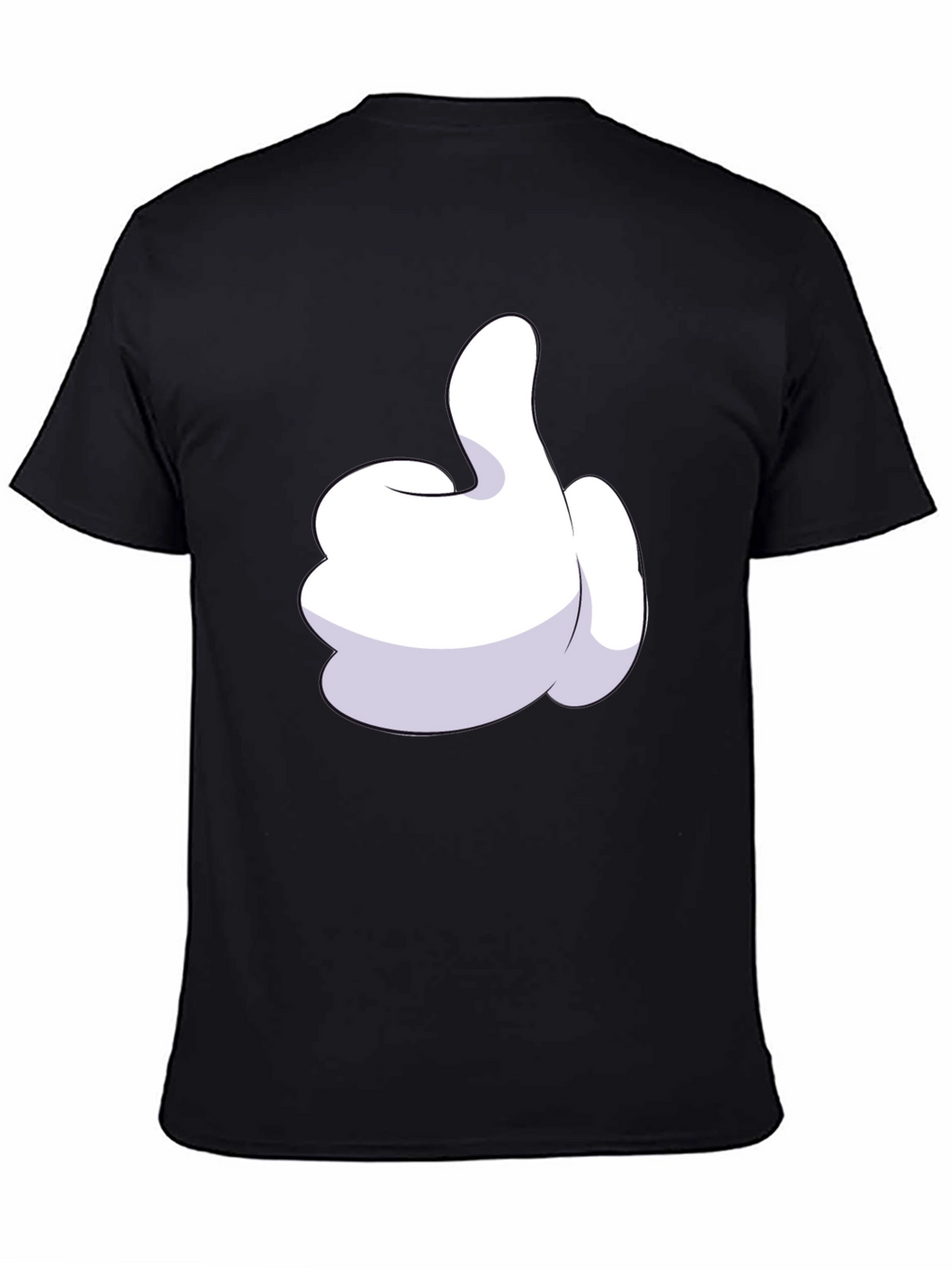 Cartoon Glove Thumbs Up Black T-Shirt