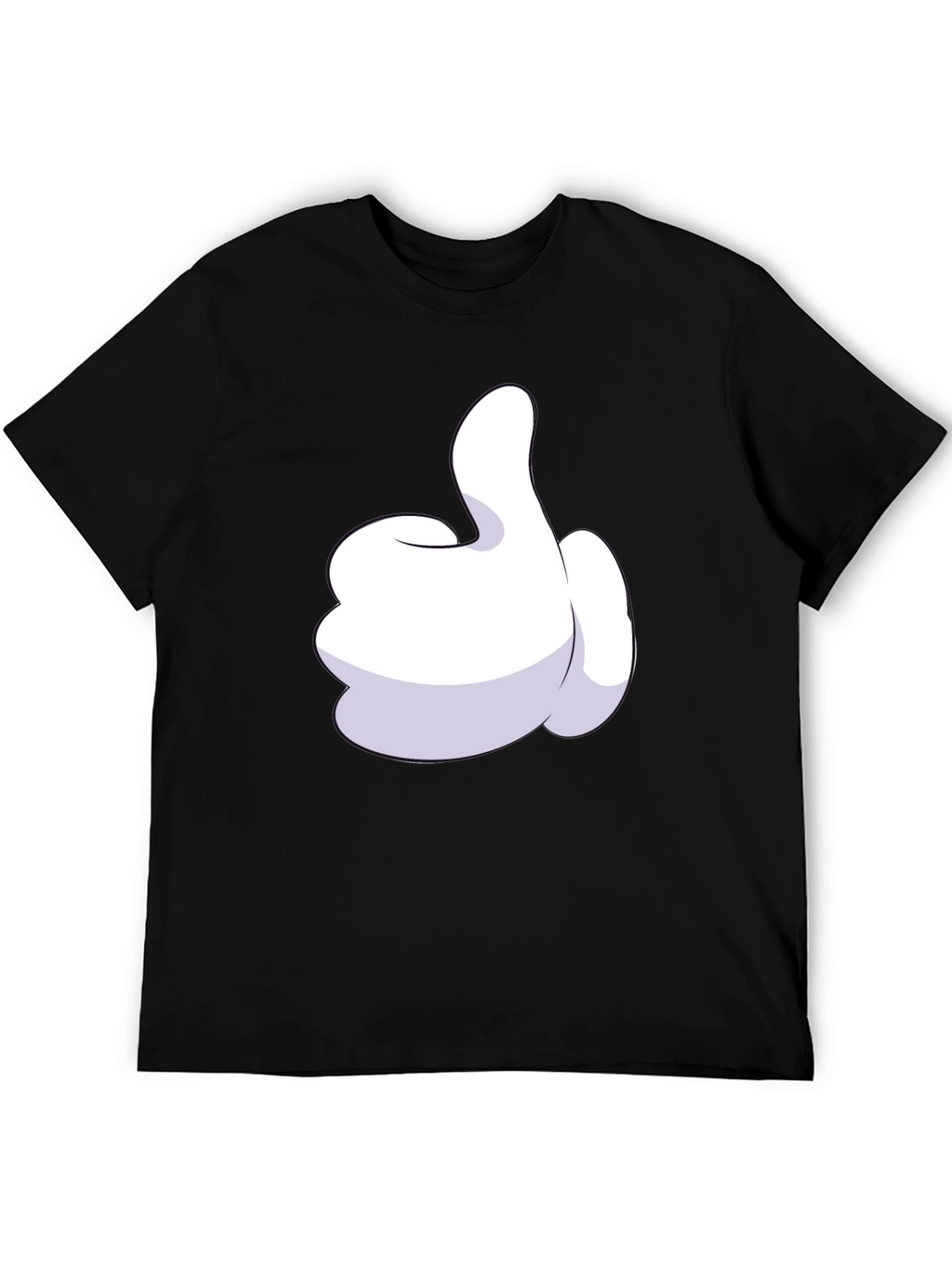 Cartoon Glove Thumbs Up Black T-Shirt