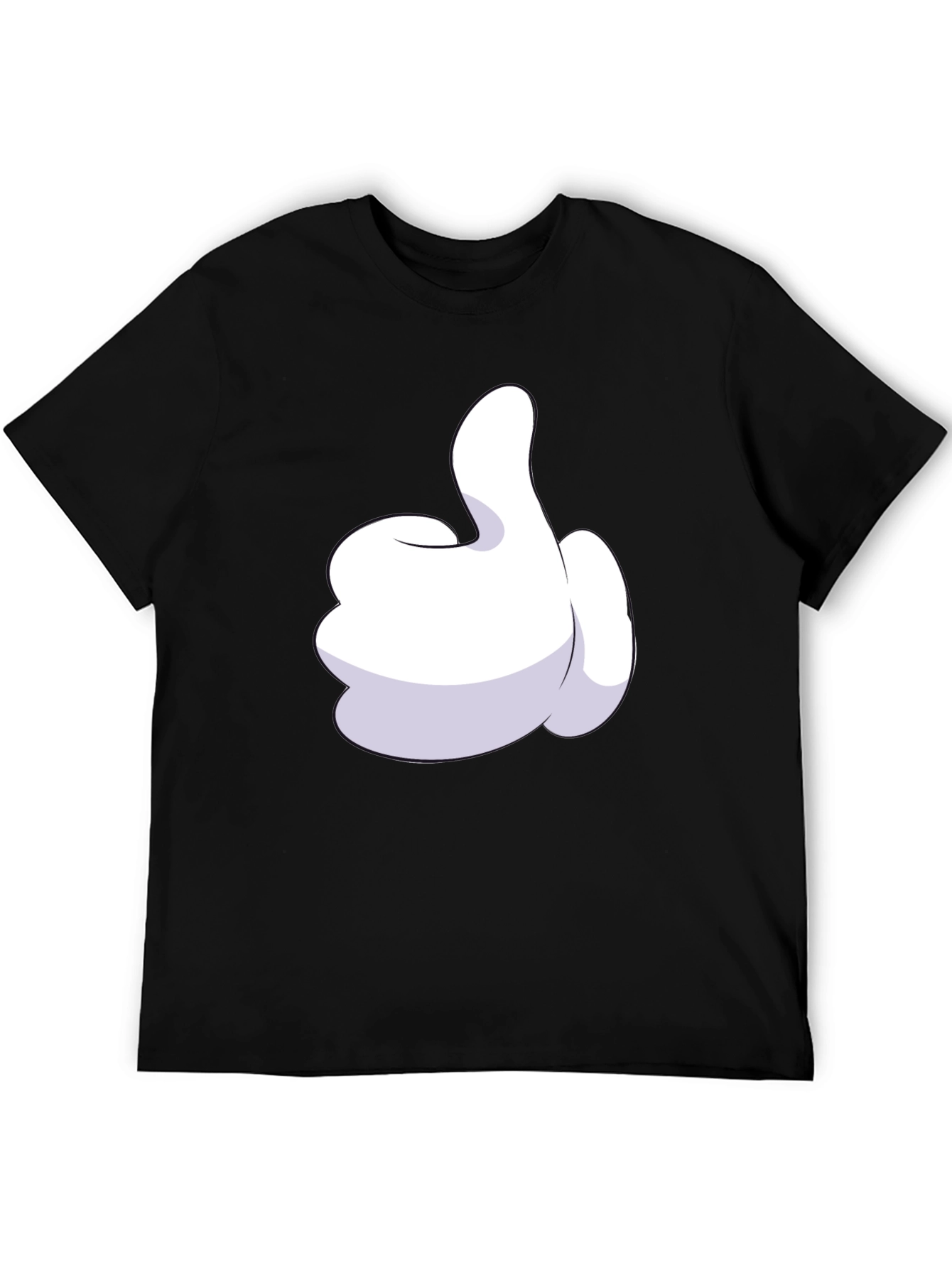 Cartoon Glove Thumbs Up Black T-Shirt