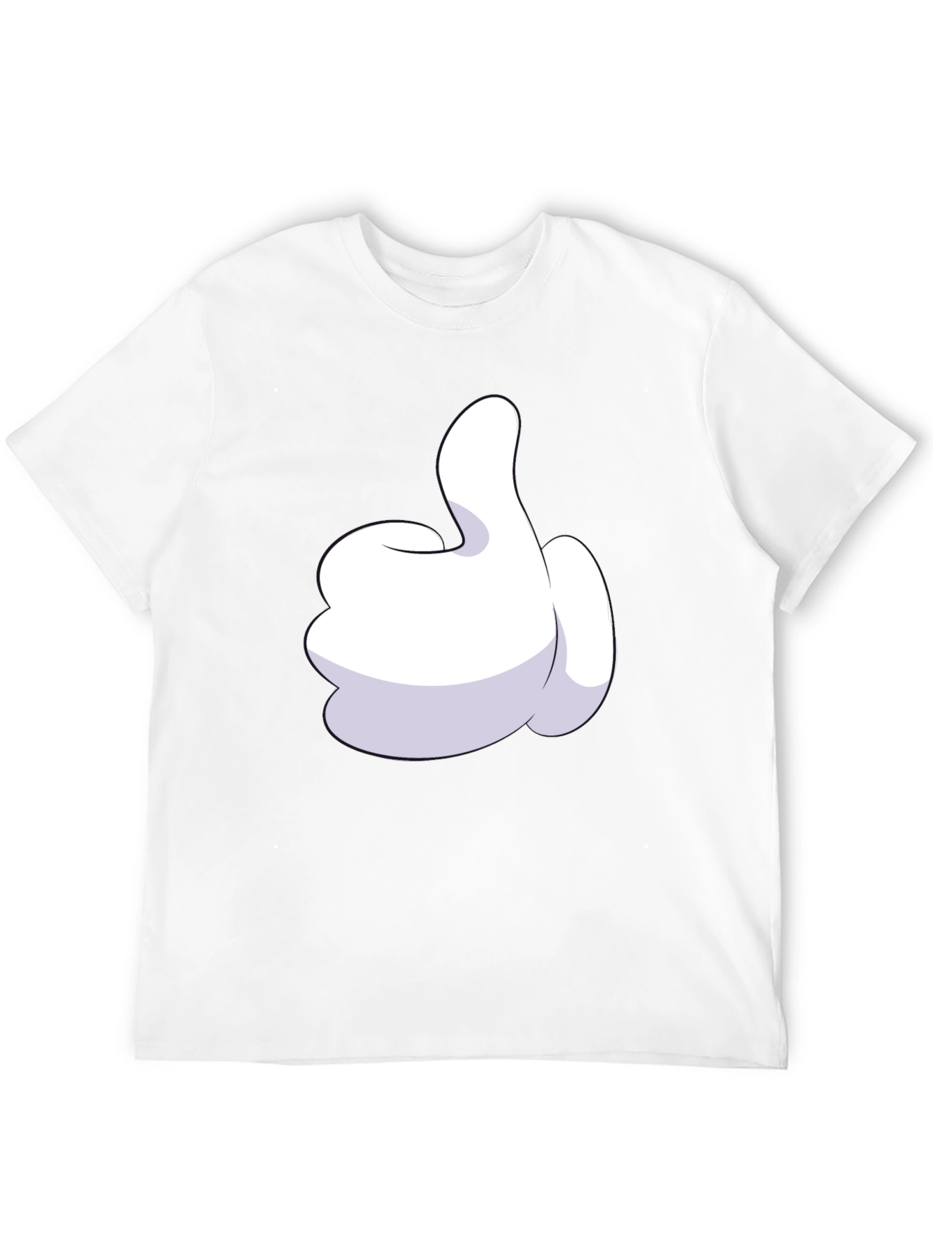 Cartoon Glove Thumbs Up Black T-Shirt