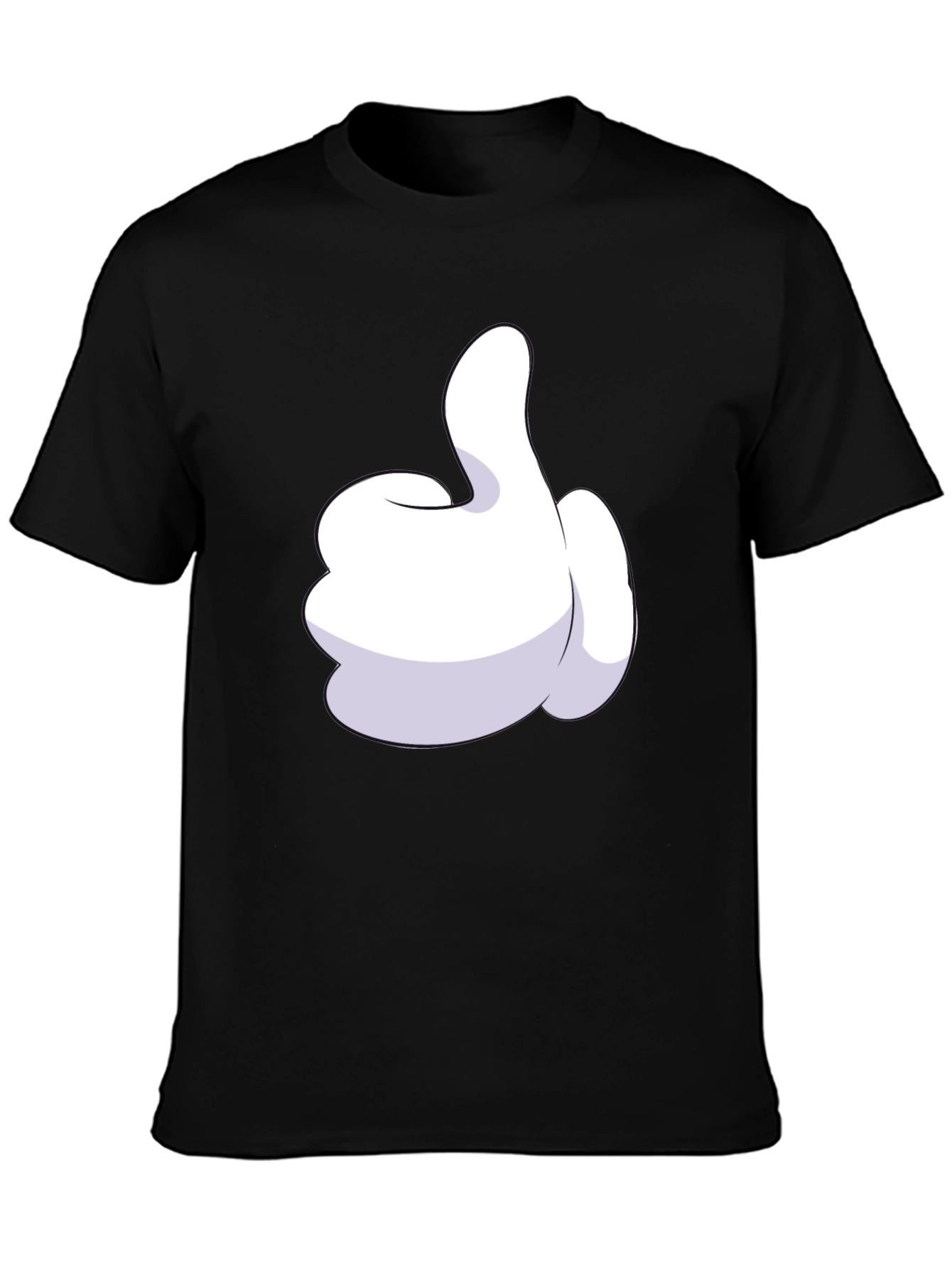 Cartoon Glove Thumbs Up Black T-Shirt