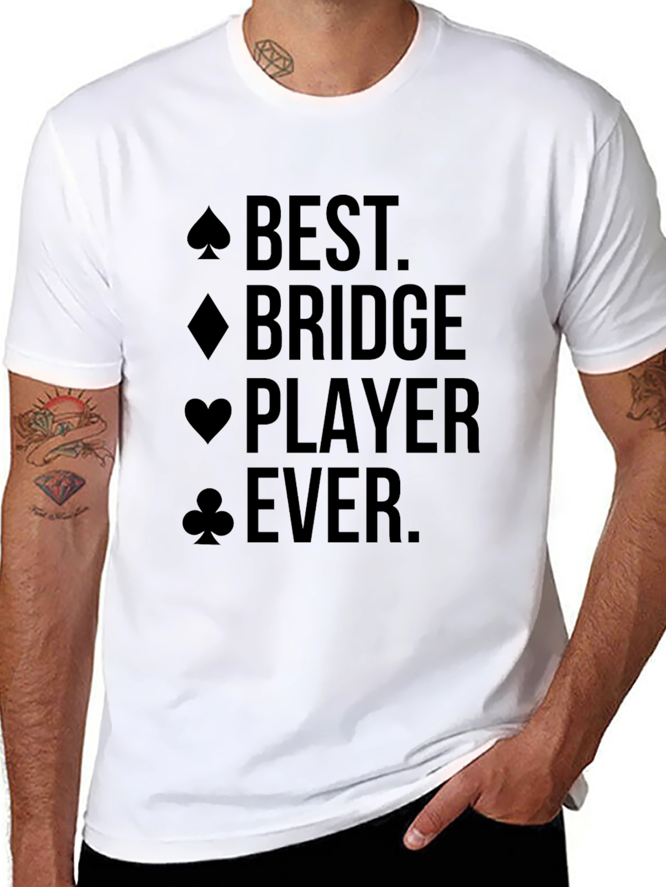 Best Bridge Player Ever T-Shirt Card Suit Design