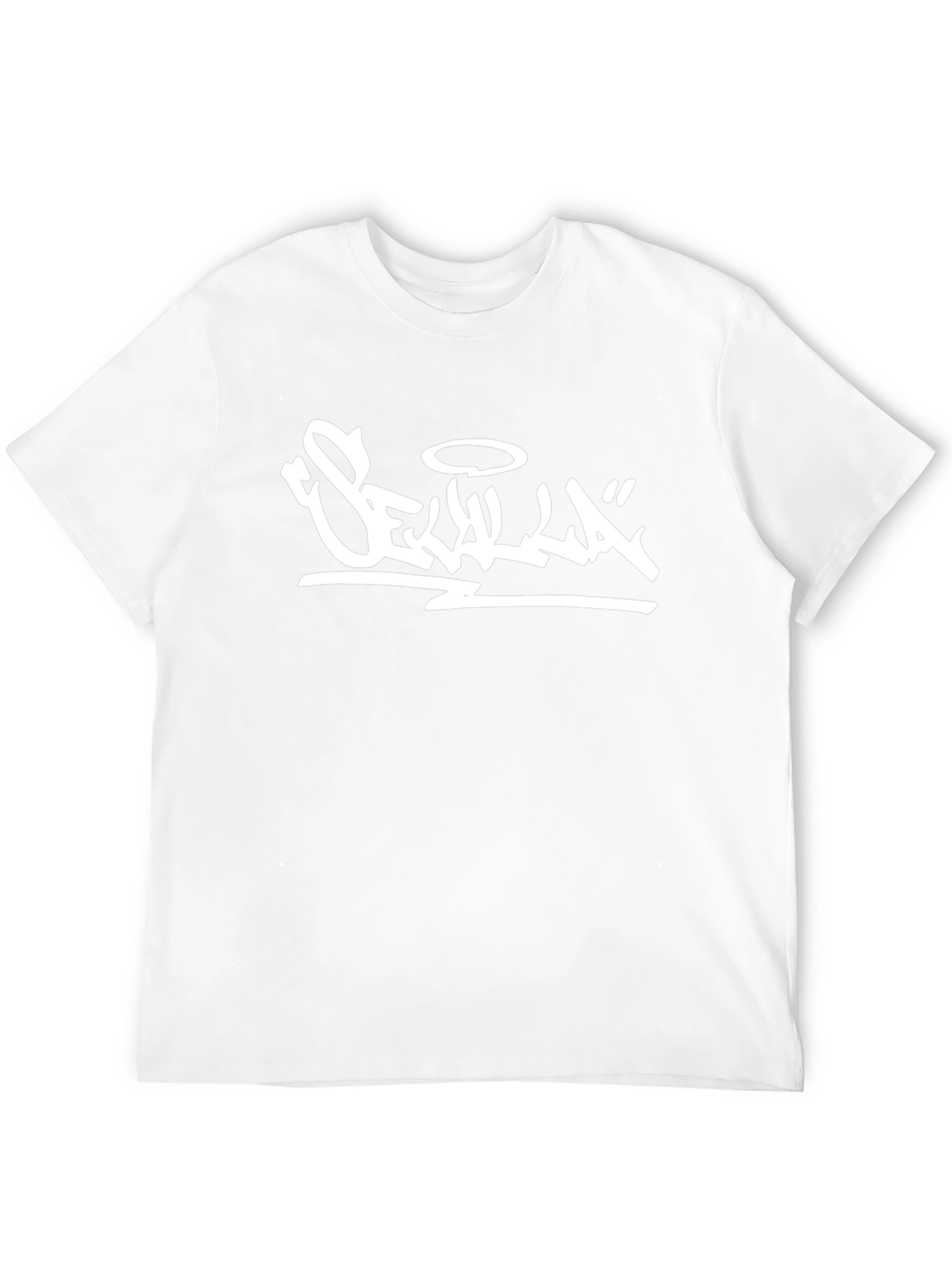 Black T-Shirt with White Graphic Print