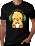 Cute Chick with Headphones Graphic Tee