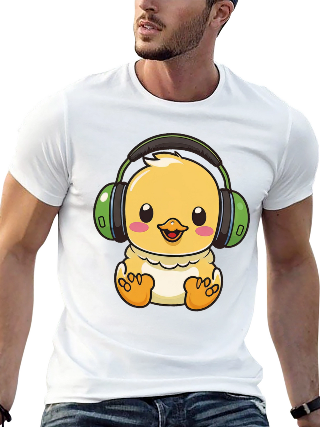 Cute Chick with Headphones Graphic Tee