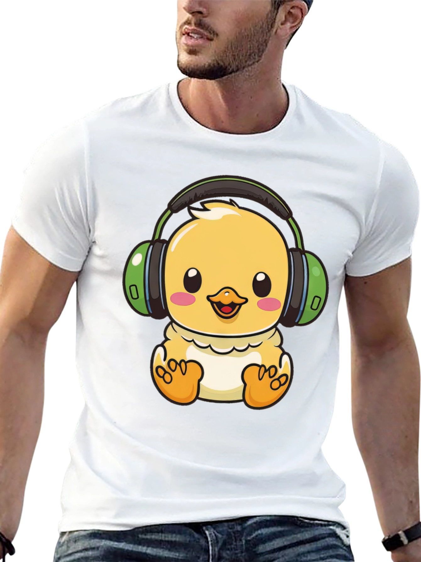 Cute Chick with Headphones Graphic Tee