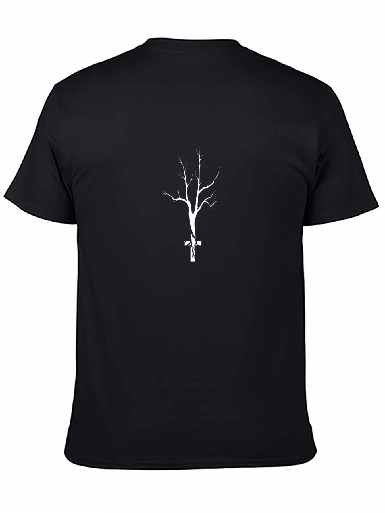 Black Tree & Cross Graphic Tee - Stylish Casual Wear